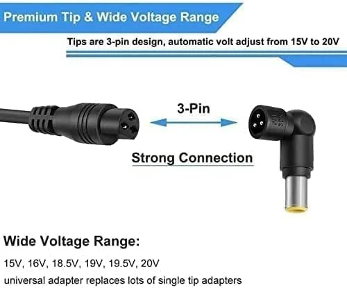 شارژر لپ تاپ پریتزکر 90 وات، منبع تغذیه 15V-20V با 10 کانکتور، سازگار با آداپتور AC 65W 45W برای Acer Chromebook Toshiba Satellite، برای Lenovo IdeaPad، برای لپ تاپ Asus Acer