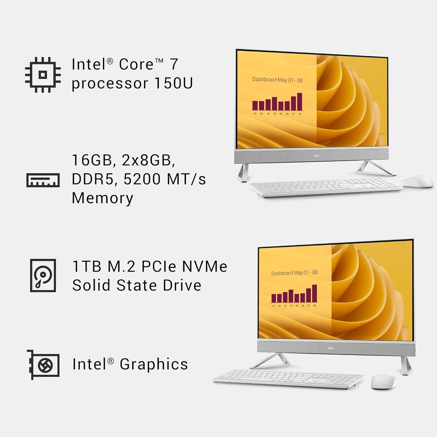 کامپیوتر همه کاره 27 اینچی دل مدل ec27250 با صفحه نمایش FHD (1920 x 1080)، پردازنده Intel Core 7 150U، گرافیک Intel، رم 16 گیگابایتی DDR5، حافظه SSD 1 ترابایتی، ویندوز 11 هوم، خدمات در محل - سفید کامپیوتر همه کاره 27 اینچی دل مدل ec27250 با صفحه نمایش FHD (1920 x 1080)، پردازنده Intel Core 7 150U، گرافیک Intel، رم 16 گیگابایتی DDR5، حافظه SSD 1 ترابایتی، ویندوز 11 هوم، خدمات در محل - سفید