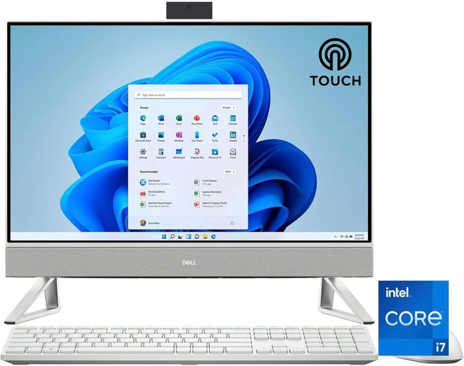 کامپیوتر همه کاره DELL INSPIRON 5420 با پردازنده نسل سیزدهم Intel Core i7-1355U، رم 16 گیگابایتی، حافظه SSD 256 گیگابایتی + هارد دیسک 1 ترابایتی، گرافیک Intel Iris Xe، صفحه نمایش لمسی 23.8 اینچی، کیبورد و ماوس بی سیم، سفید، ویندوز 11 هوم