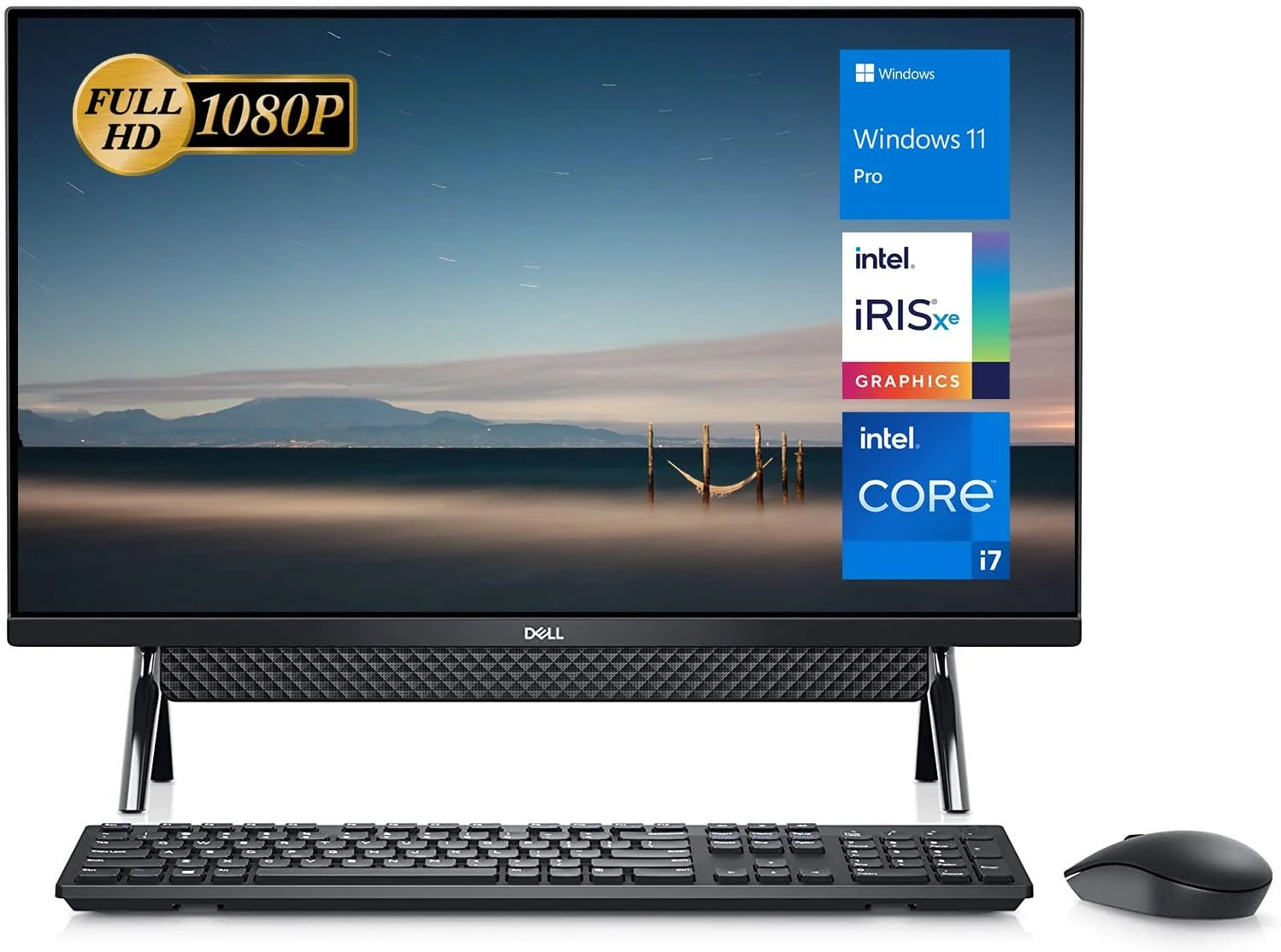 کامپیوتر رومیزی جدید Dell Inspiron 7700 All-in-One 2022، صفحه نمایش 27 اینچی FHD IPS، پردازنده Intel Core i7-1165G7، رم 32 گیگابایتی، SSD 512 گیگابایتی، Wi-Fi 6، HDMI، وب کم، کیبورد و ماوس بی سیم، Windows 11 Pro، مشکی