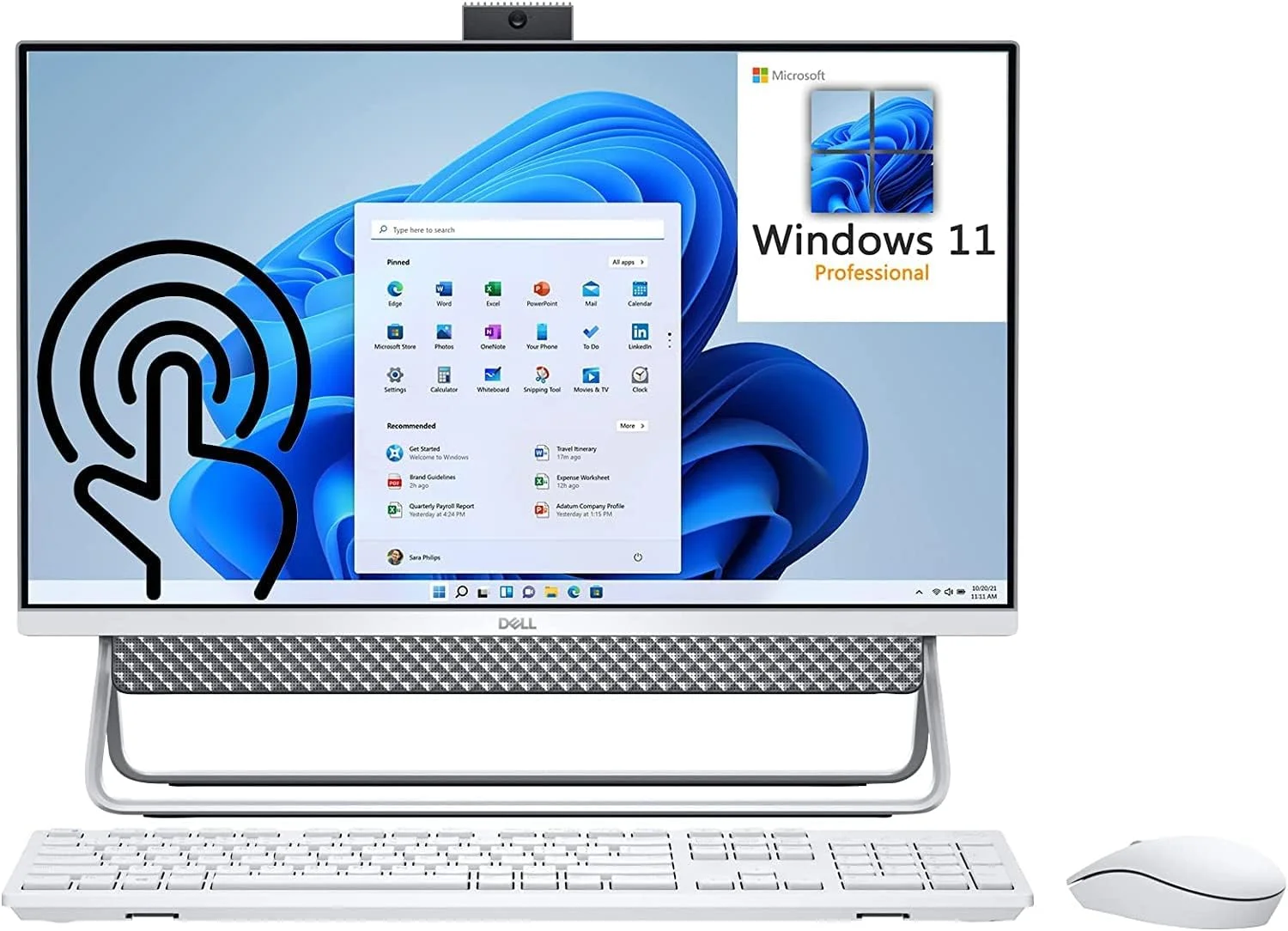 کامپیوتر همه کاره لمسی 27 اینچی Dell Inspiron 27 7710 AIO FHD مدل 2022، پردازنده 12 هسته ای نسل دوازدهم Intel Core i7-1255U، رم 16 گیگابایتی DDR4، حافظه SSD PCIe 512 گیگابایتی + هارد دیسک 1 ترابایتی، کارت گرافیک GeForce MX550 2 گیگابایتی، WiFi 6، BT 5.2، ویندوز 11