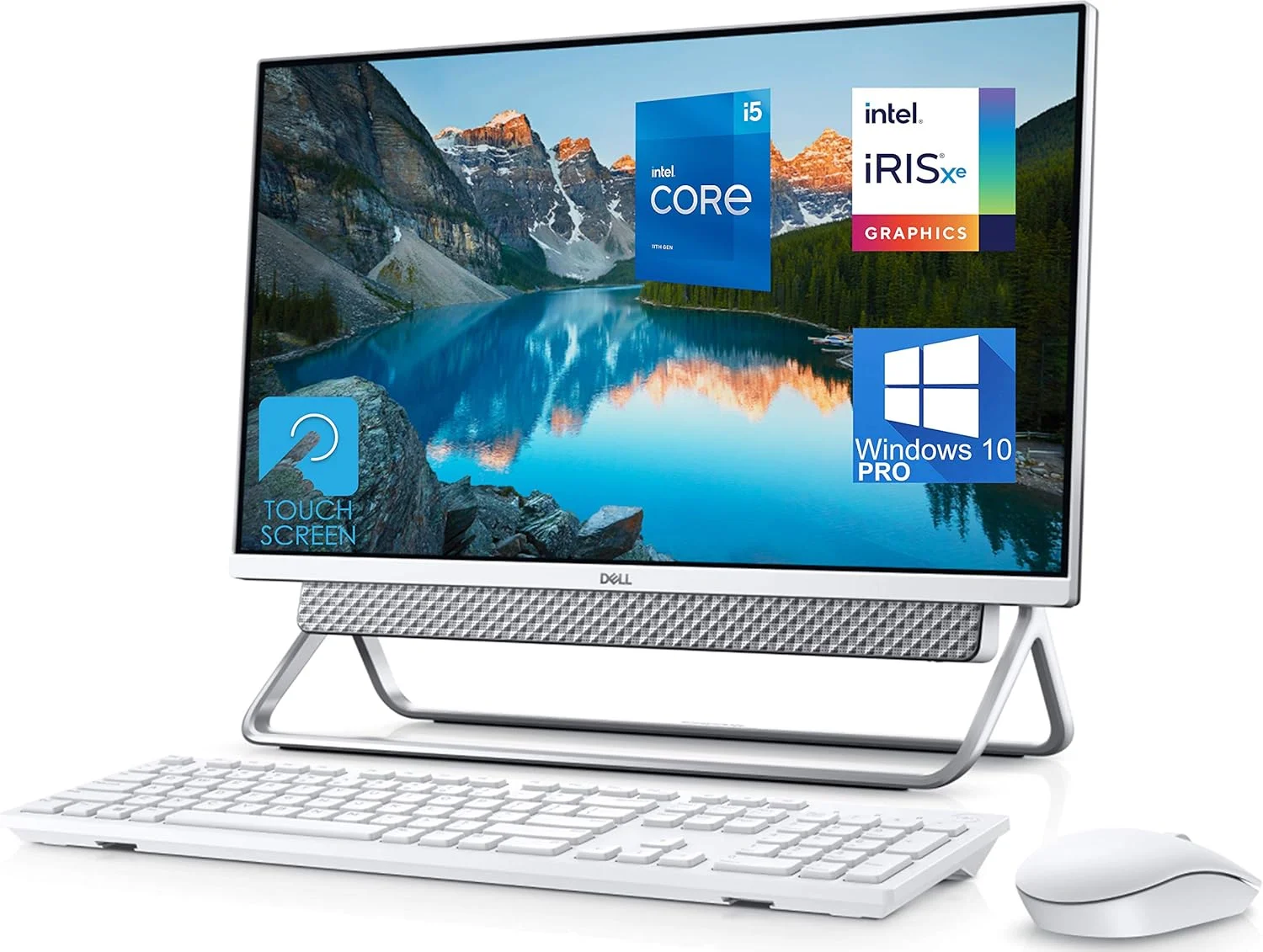 کامپیوتر رومیزی آل این وان Dell Inspiron 5400، صفحه نمایش لمسی 23.8 اینچی FHD، پردازنده Intel نسل 11th i5-1135G7 تا 4.2 گیگاهرتز، 16 گیگابایت رم، 256 گیگابایت NVMe SSD، وب کم، HDMI، کارت SD، USB Type-C - Windows 10 Pro