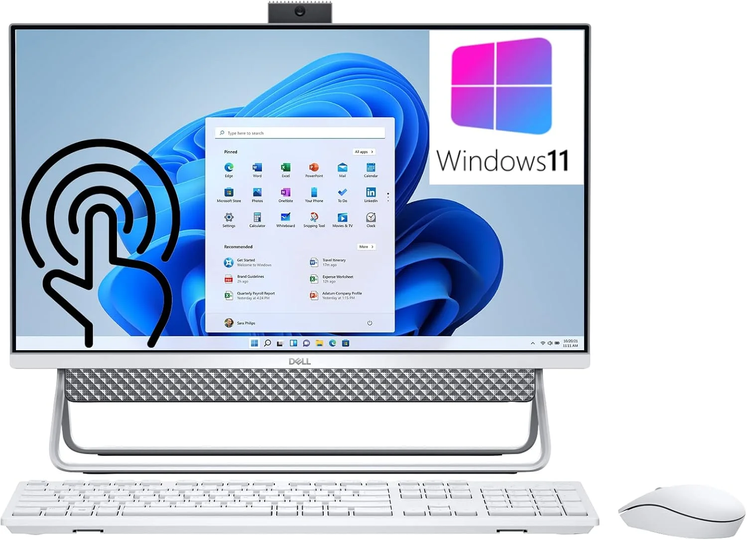 کامپیوتر رومیزی آل این وان Dell Inspiron 5400 24 مدل 2022، صفحه نمایش لمسی 23.8 اینچی FHD، پردازنده Intel Quad-Core i5-1135G7 (بهتر از i7-1065G7)، رم 64 گیگابایتی DDR4، حافظه SSD 512 گیگابایتی PCIe + حافظه SSD 2 ترابایتی، WiFi 6، بلوتوث 5.1، وب کم، ویندوز 11