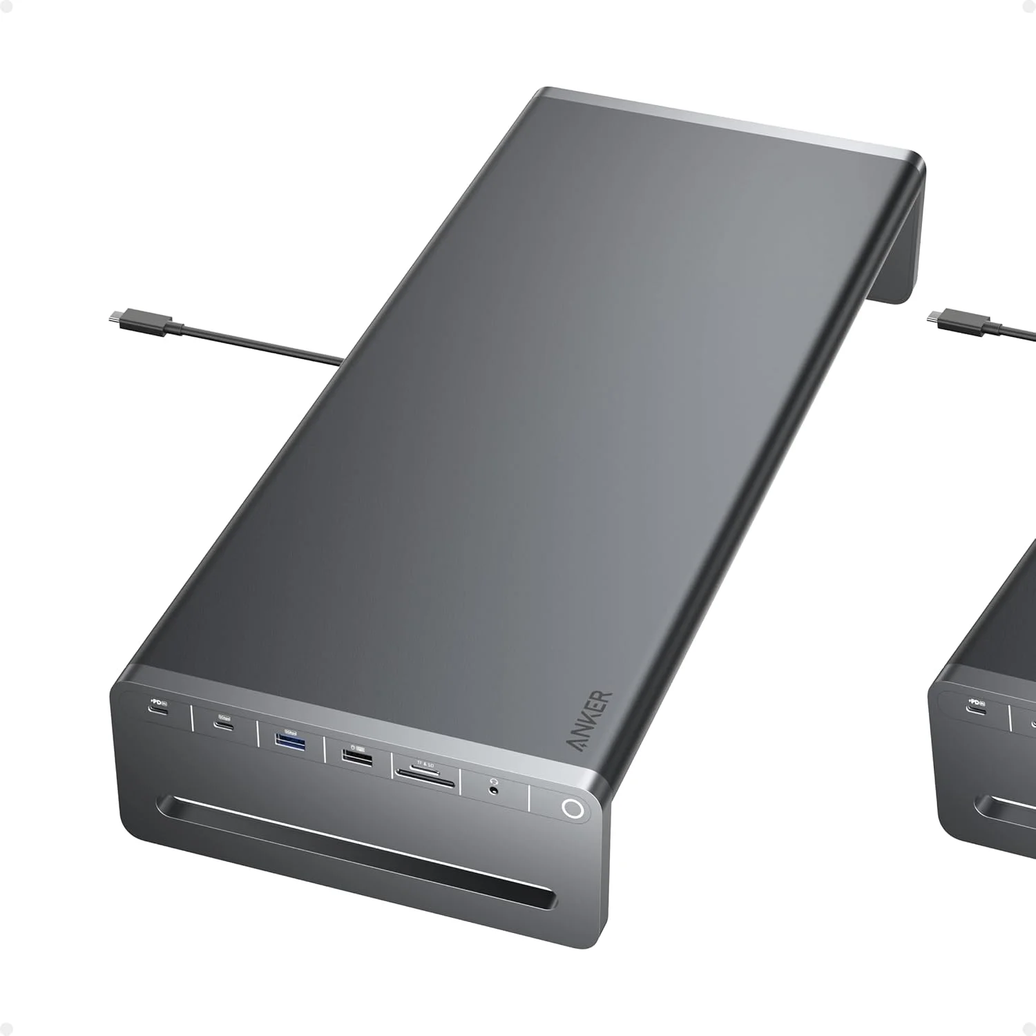 هاب USB-C انکر، پایه مانیتور آلومینیومی 10 در 1 با 100 وات PD، پورت های USB 5Gbps و نمایشگر HDMI 4K@60Hz، کابل داخلی 3.3 فوتی، میز بدون درهم و برهم برای MacBook، Dell و دستگاه های USB-C با عملکرد کامل