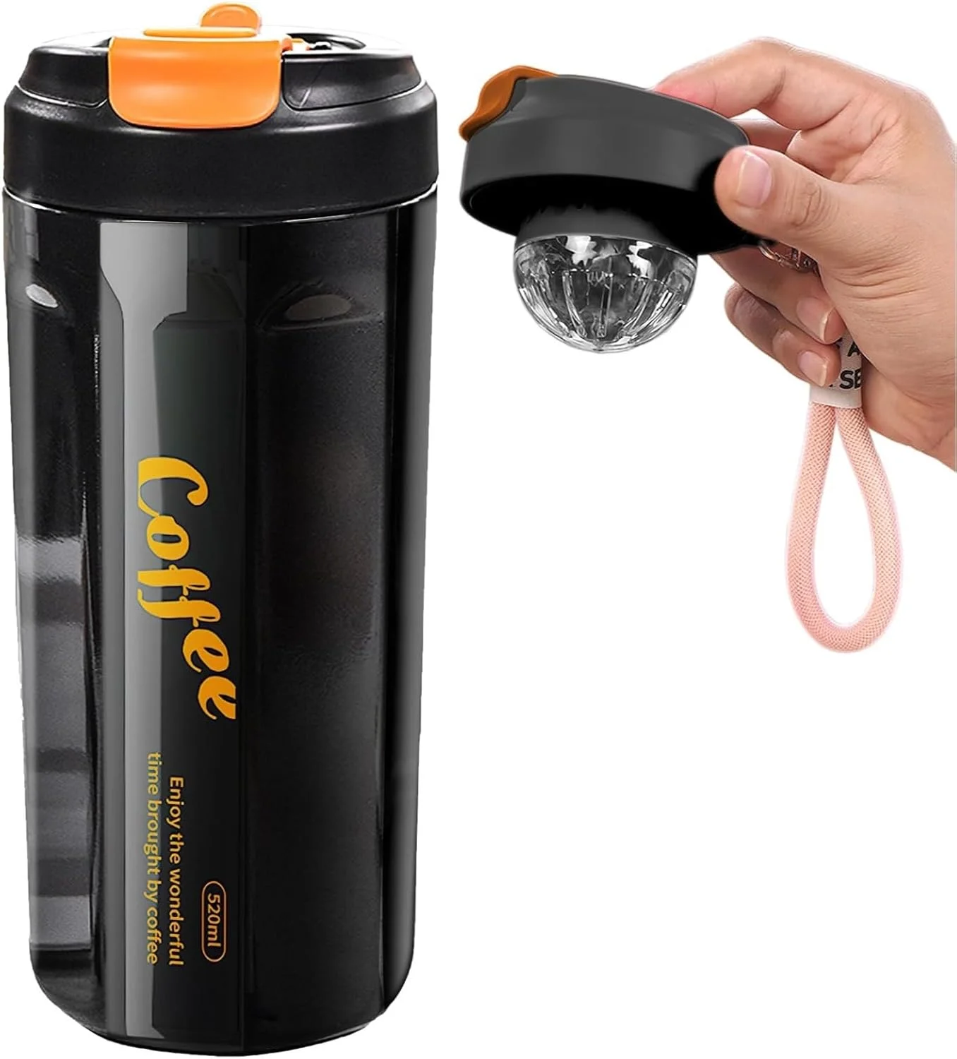 دم‌نوش ساز مغناطیسی KASTWAVE با فلاسک عایق برای دم کردن بی‌نقص چای، ماگ مسافرتی 520 میلی‌لیتری مشکی