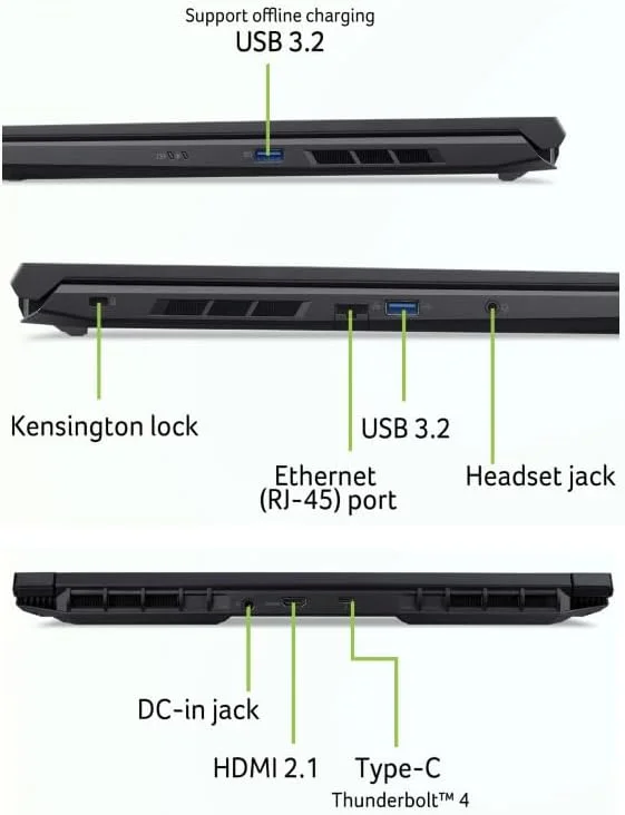 لپ تاپ گیمینگ Acer Nitro V 16 | پردازنده نسل چهاردهم Intel Core i7-14650HX | رم 16 گیگابایتی DDR5 | حافظه SSD 1 ترابایتی | کارت گرافیک NVIDIA GeForce RTX 4060 8GB | نمایشگر 16 اینچی WUXGA 165Hz IPS | ویندوز 11 پرو (ارتقا یافته) - مشکی آبسیدین لپ تاپ گیمینگ Acer Nitro V 16 | پردازنده نسل چهاردهم Intel Core i7-14650HX | رم 16 گیگابایتی DDR5 | حافظه SSD 1 ترابایتی | کارت گرافیک NVIDIA GeForce RTX 4060 8GB | نمایشگر 16 اینچی WUXGA 165Hz IPS | ویندوز 11 پرو (ارتقا یافته) - مشکی آبسیدین
