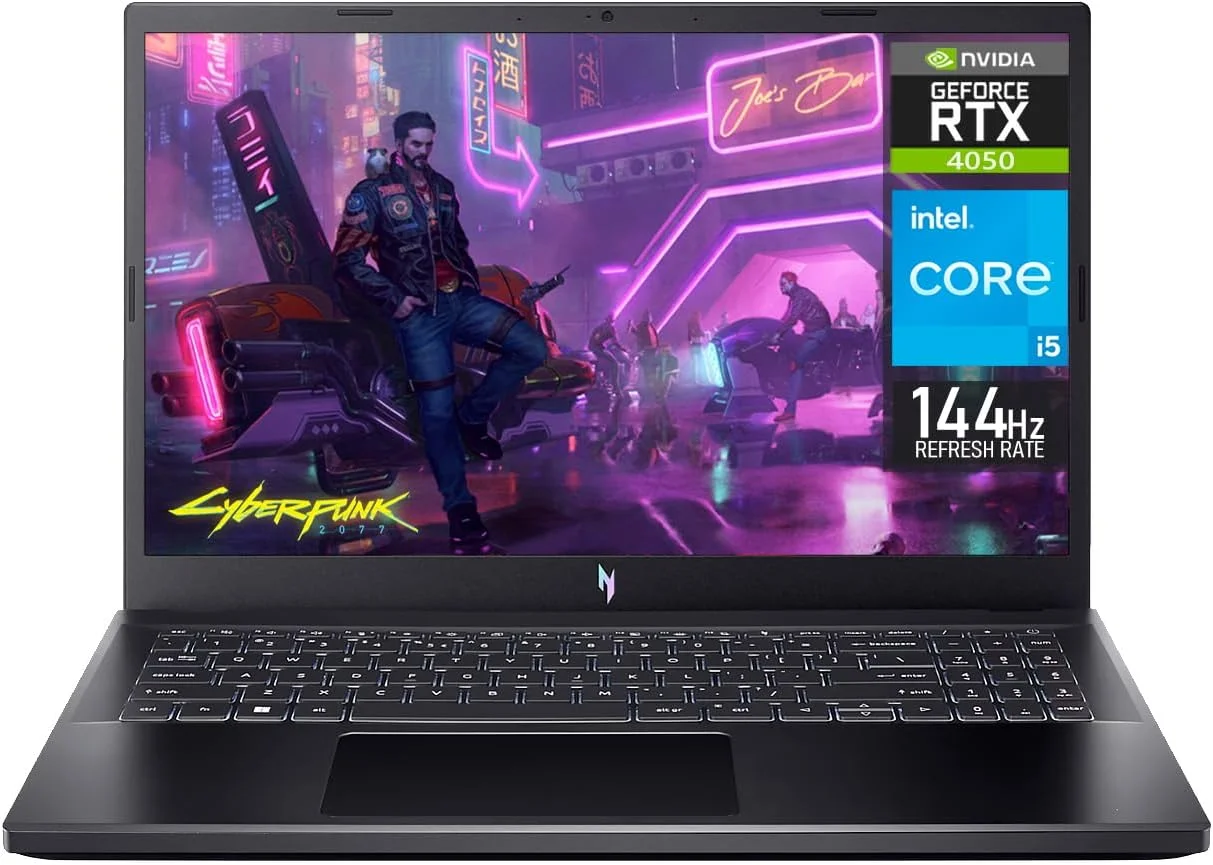 لپ تاپ ایسر نیترو NVIDIA GeForce RTX 4050 Intel Core i5 13420H رم 16 گیگابایت SSD 512 گیگابایت 15.6 اینچ 144 هرتز ویندوز 11 صفحه کلید انگلیسی