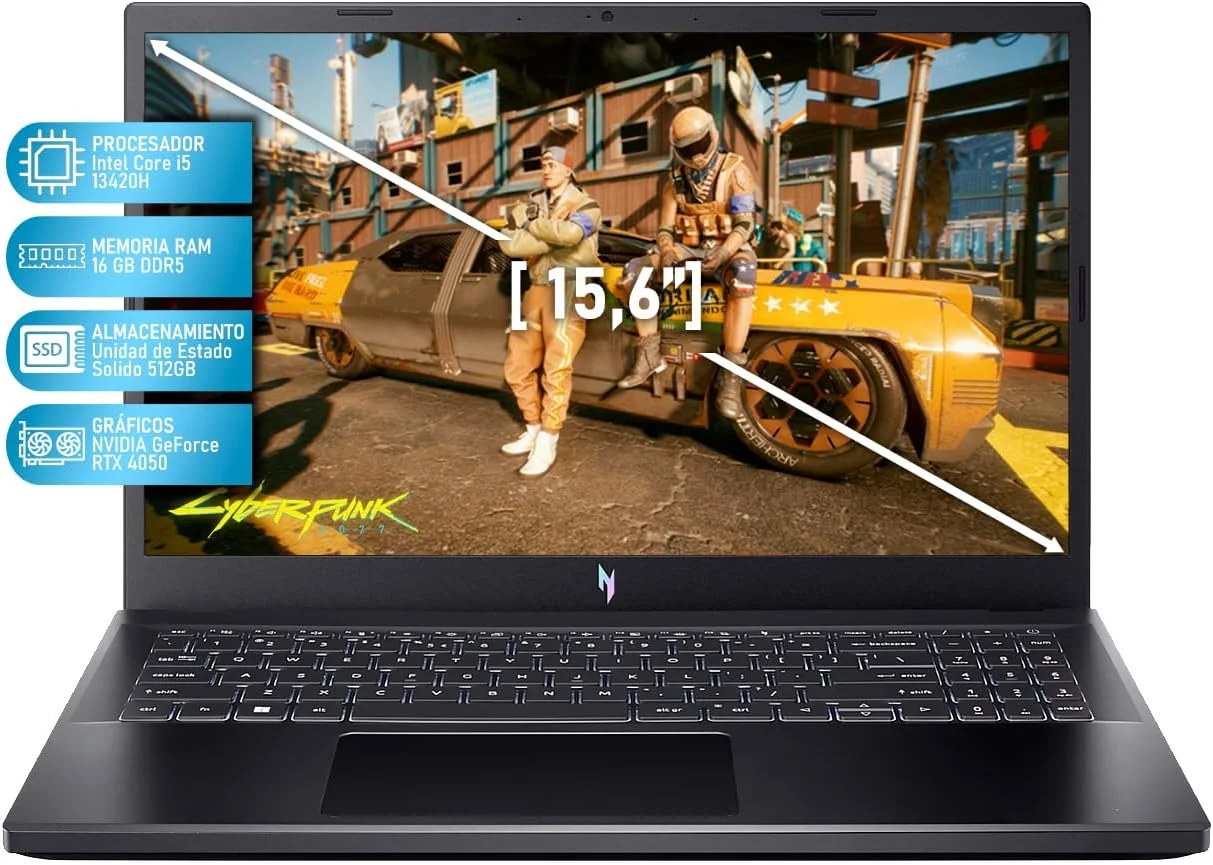 لپ تاپ ایسر نیترو NVIDIA GeForce RTX 4050 Intel Core i5 13420H رم 16 گیگابایت SSD 512 گیگابایت 15.6 اینچ 144 هرتز ویندوز 11 صفحه کلید انگلیسی
