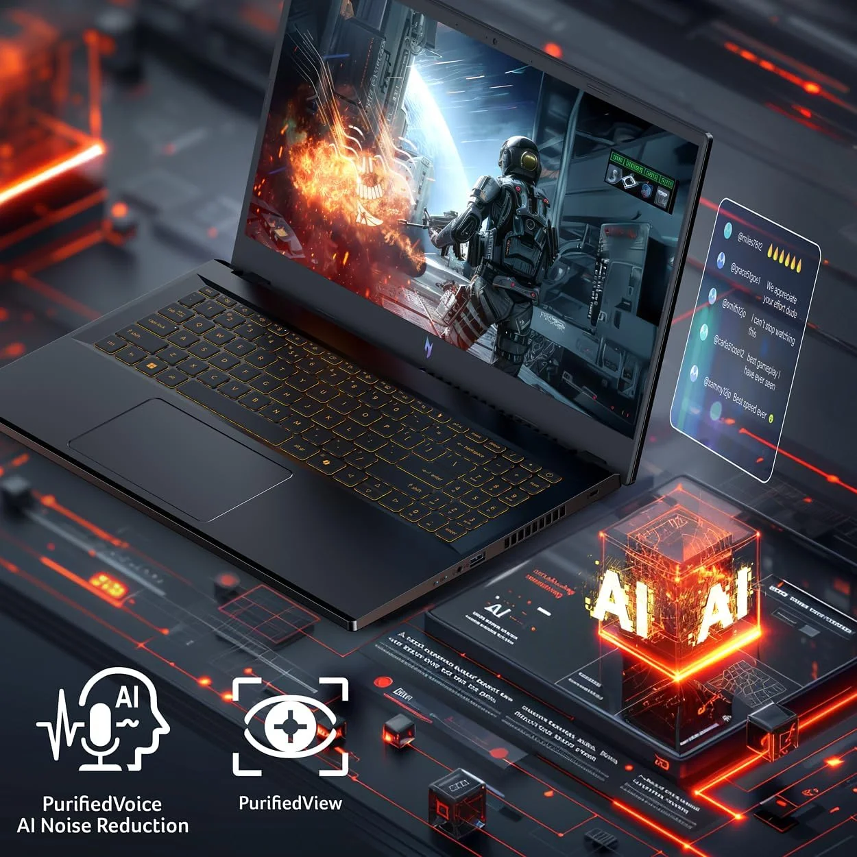 لپ تاپ گیمینگ ایسر نیترو V | پردازنده Intel Core i5-13420H | پردازنده گرافیکی NVIDIA GeForce RTX 4050 | صفحه نمایش 15.6 اینچی FHD IPS 165 هرتز | 8 گیگابایت DDR5 | 512 گیگابایت SSD Gen 4 | Wi-Fi 6 | کیبورد با نور پس زمینه | ANV15-52-586Z