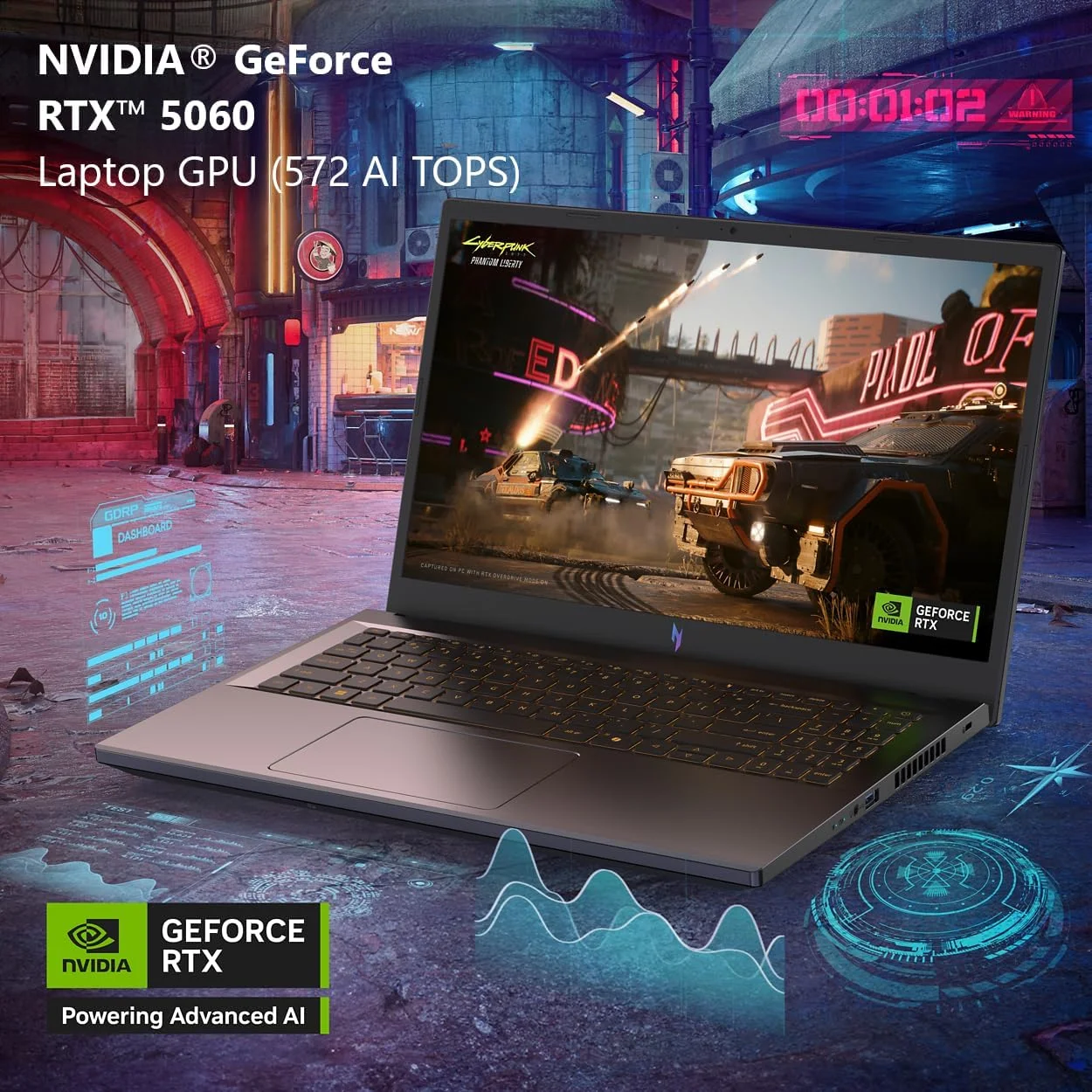 لپ تاپ گیمینگ ایسر Nitro V | پردازنده Intel Core i9-13900H | کارت گرافیک NVIDIA GeForce RTX 5060 | صفحه نمایش 15.6 اینچی FHD IPS 165Hz | 16 گیگابایت DDR4 | 1 ترابایت SSD Gen 4 | Wi-Fi 6 | کیبورد با نور پس زمینه | ANV15-52-98KV