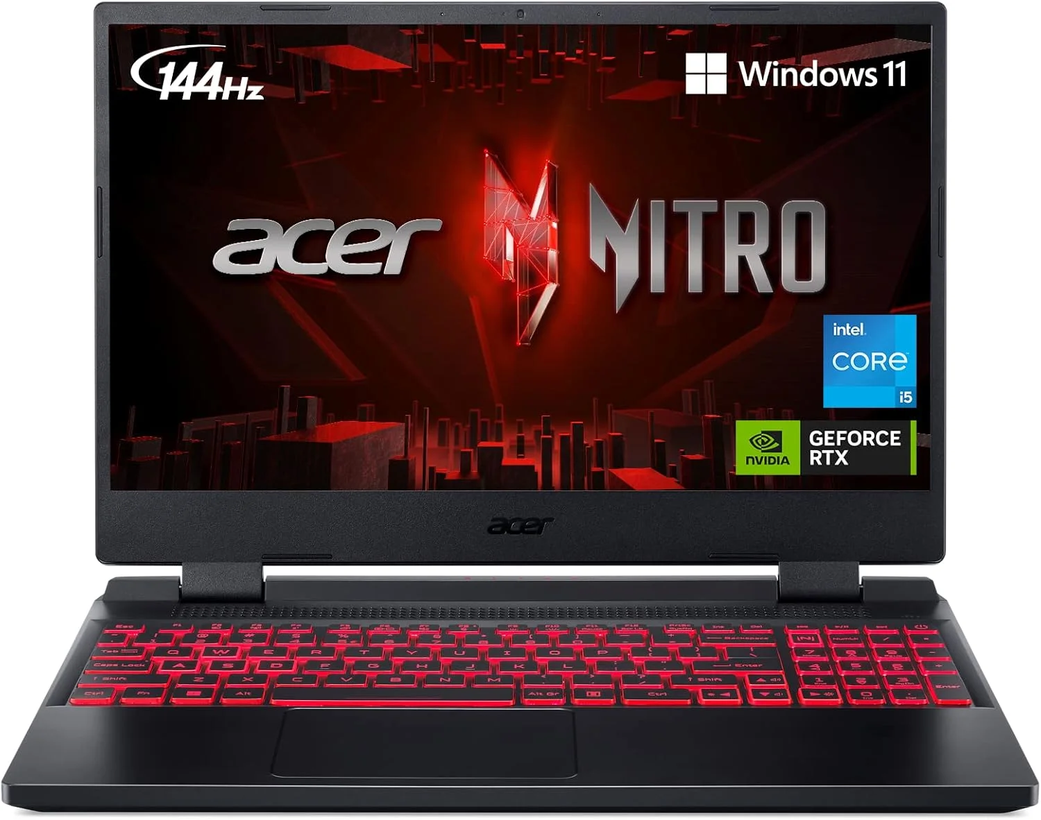 لپ تاپ گیمینگ Acer Nitro 5 نسل دوازدهم Intel Core i5-12500H / 16 گیگابایت رم / 512 گیگابایت SSD / 4 گیگابایت NVIDIA GeForce RTX 3050 Ti GPU / صفحه نمایش 15.6 اینچی FHD 144Hz IPS / ویندوز 11 هوم / مشکی آبسیدین / کیبورد انگلیسی