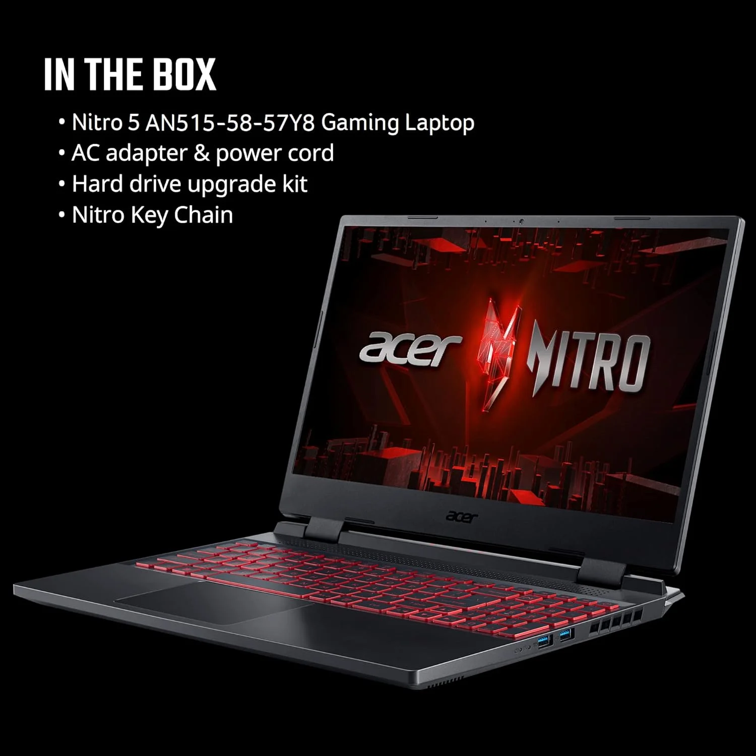 لپ تاپ گیمینگ Acer Nitro 5 نسل دوازدهم Intel Core i5-12500H / 16 گیگابایت رم / 512 گیگابایت SSD / 4 گیگابایت NVIDIA GeForce RTX 3050 Ti GPU / صفحه نمایش 15.6 اینچی FHD 144Hz IPS / ویندوز 11 هوم / مشکی آبسیدین / کیبورد انگلیسی لپ تاپ گیمینگ Acer Nitro 5 نسل دوازدهم Intel Core i5-12500H / 16 گیگابایت رم / 512 گیگابایت SSD / 4 گیگابایت NVIDIA GeForce RTX 3050 Ti GPU / صفحه نمایش 15.6 اینچی FHD 144Hz IPS / ویندوز 11 هوم / مشکی آبسیدین / کیبورد انگلیسی