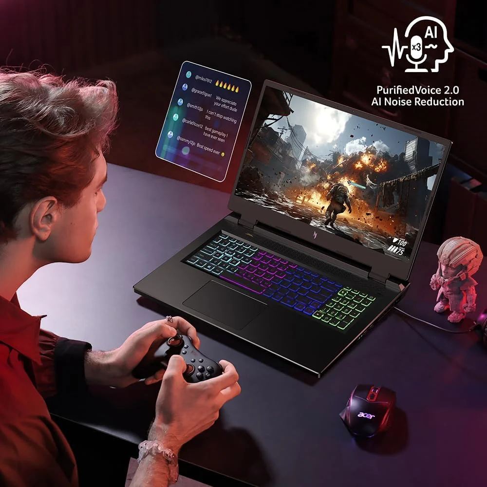 لپ تاپ گیمینگ Acer Nitro 17 | پردازنده شش هسته ای AMD Ryzen 5 8645HS با قابلیت هوش مصنوعی | کارت گرافیک NVIDIA GeForce RTX 4050 | صفحه نمایش 17.3 اینچی FHD IPS 165Hz | 16 گیگابایت DDR5 | 512 گیگابایت SSD | Wi-Fi 6E | AN17-42-R61S