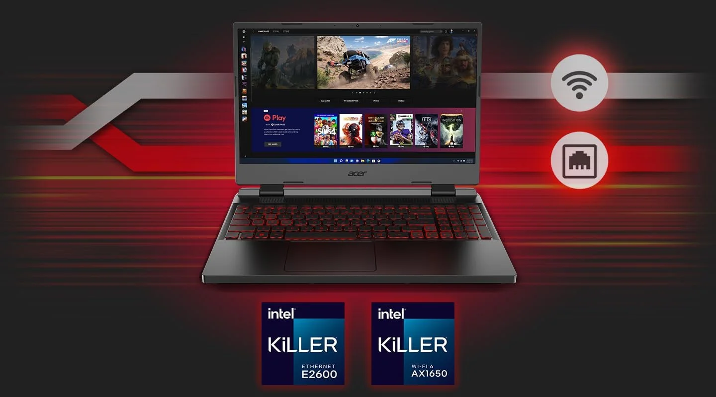 لپ تاپ گیمینگ ایسر نیترو 5 با صفحه نمایش 15.6 اینچی FHD IPS - نسل دوازدهم پردازنده Intel Core i7-12650H - رم 16 گیگابایتی DDR5 - حافظه SSD یک ترابایتی PCIe NVMe - کارت گرافیک 6 گیگابایتی NVIDIA GeForce RTX 4050 - نور پس زمینه RGB - ویندوز 11 - مشکی لپ تاپ گیمینگ ایسر نیترو 5 با صفحه نمایش 15.6 اینچی FHD IPS - نسل دوازدهم پردازنده Intel Core i7-12650H - رم 16 گیگابایتی DDR5 - حافظه SSD یک ترابایتی PCIe NVMe - کارت گرافیک 6 گیگابایتی NVIDIA GeForce RTX 4050 - نور پس زمینه RGB - ویندوز 11 - مشکی