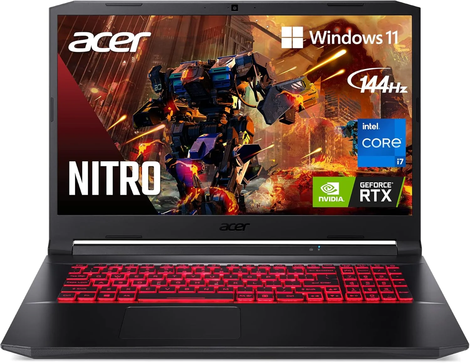 لپ تاپ گیمینگ Acer Nitro 5 AN517-54-79L1 | پردازنده Intel Core i7-11800H | کارت گرافیک NVIDIA GeForce RTX 3050Ti | صفحه نمایش 17.3 اینچی FHD 144Hz IPS | رم 16 گیگابایتی DDR4 | حافظه SSD NVMe 1 ترابایتی | Killer Wi-Fi 6 | کیبورد با نور پس زمینه | ویندوز 11