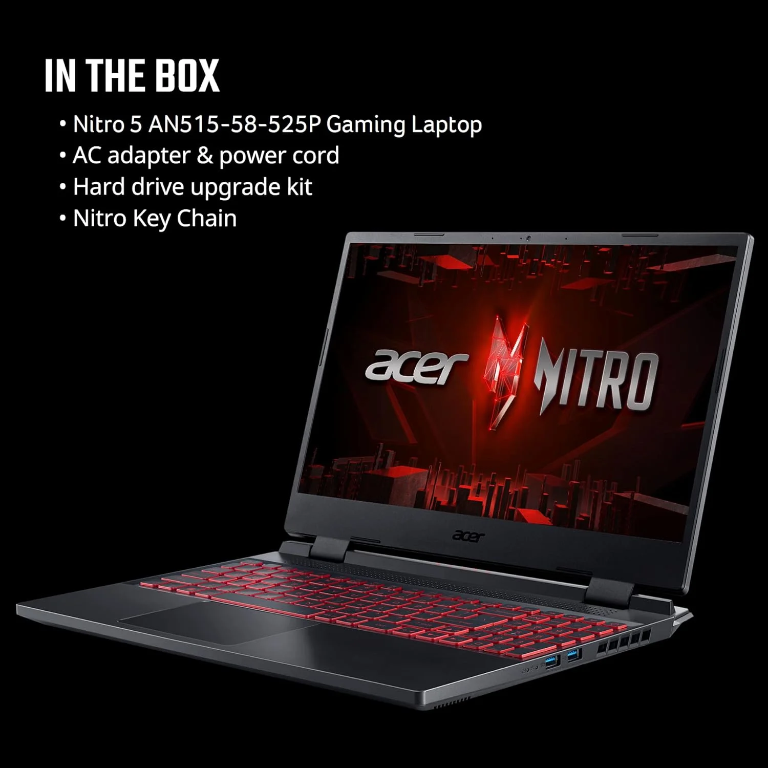 لپ تاپ گیمینگ Acer Nitro 5 AN515-58-525P | پردازنده Intel Core i5-12500H، کارت گرافیک NVIDIA GeForce RTX 3050، صفحه نمایش 15.6 اینچی FHD 144Hz IPS، رم 8 گیگابایتی DDR4، حافظه SSD 512 گیگابایتی PCIe Gen 4، Killer Wi-Fi 6، کیبورد با نور پس زمینه، مشکی لپ تاپ گیمینگ Acer Nitro 5 AN515-58-525P | پردازنده Intel Core i5-12500H، کارت گرافیک NVIDIA GeForce RTX 3050، صفحه نمایش 15.6 اینچی FHD 144Hz IPS، رم 8 گیگابایتی DDR4، حافظه SSD 512 گیگابایتی PCIe Gen 4، Killer Wi-Fi 6، کیبورد با نور پس زمینه، مشکی