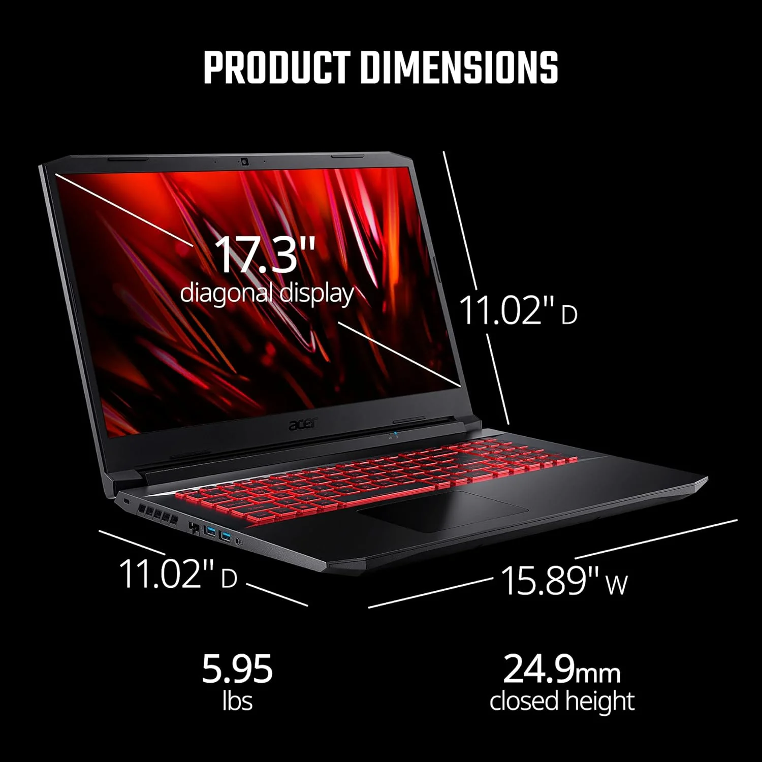 لپ تاپ گیمینگ Acer Nitro 5 AN517-54-79L1 | پردازنده Intel Core i7-11800H | کارت گرافیک NVIDIA GeForce RTX 3050Ti | صفحه نمایش 17.3 اینچی FHD 144Hz IPS | رم 16 گیگابایتی DDR4 | حافظه SSD NVMe 1 ترابایتی | Killer Wi-Fi 6 | کیبورد با نور پس زمینه | ویندوز 11
