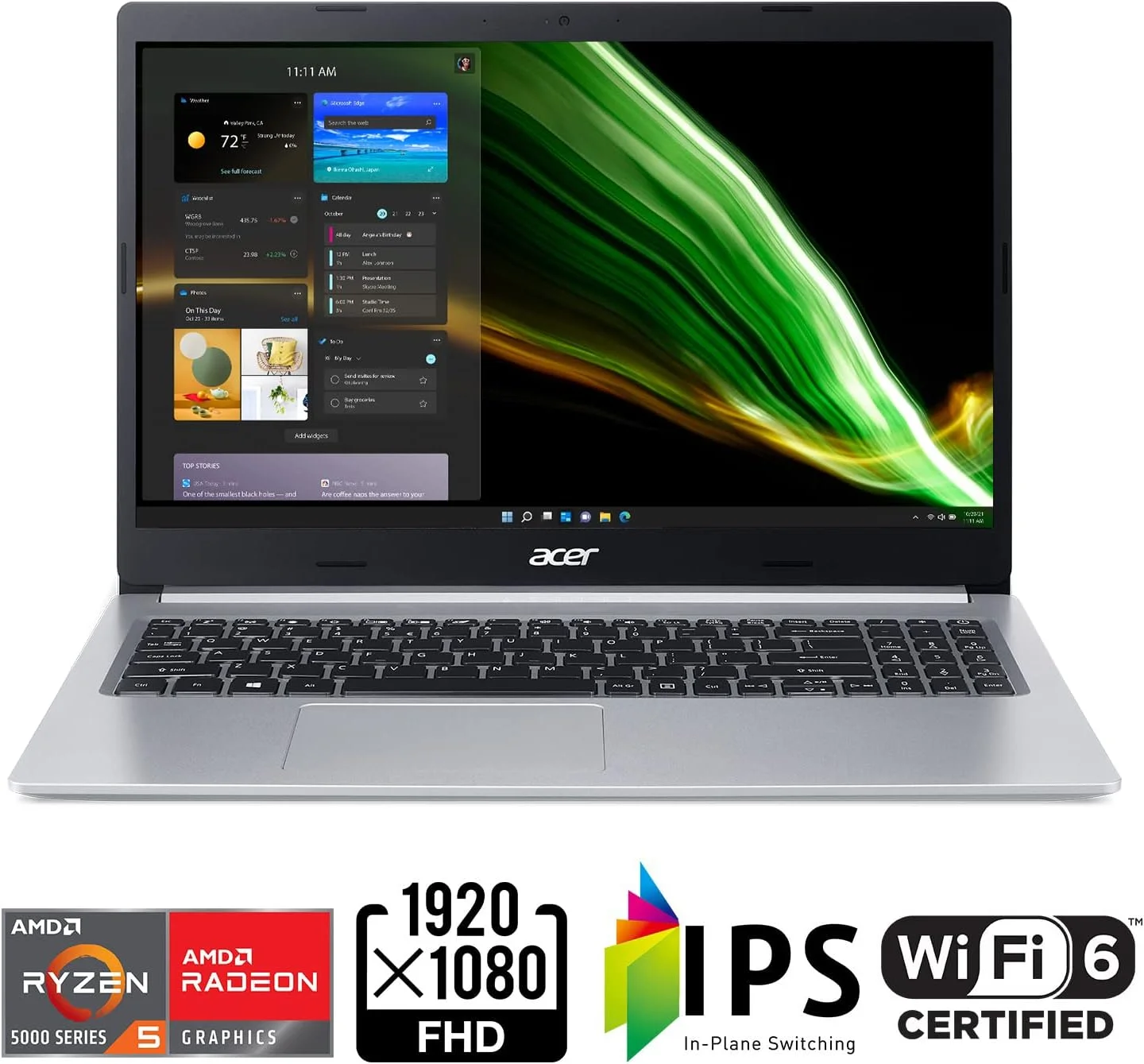 لپ تاپ باریک Acer Aspire 5 A515-45-R74Z | صفحه نمایش 15.6 اینچی Full HD IPS | پردازنده موبایل شش هسته ای AMD Ryzen 5 5500U | گرافیک AMD Radeon | 8 گیگابایت DDR4 | 256 گیگابایت NVMe SSD | WiFi 6 | کیبورد با نور پس زمینه | ویندوز 11 هوم
