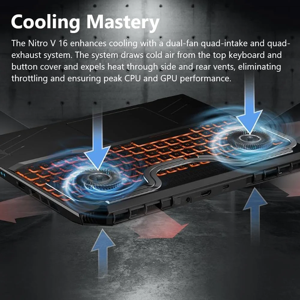 لپ تاپ گیمینگ ایسر Nitro V16 - صفحه نمایش 16 اینچی 165 هرتز WUXGA، پردازنده AMD Ryzen 7-8845HS (پردازنده هشت هسته ای با قابلیت هوش مصنوعی)، RTX 4060، رم 64 گیگابایتی DDR5، اس اس دی 4 ترابایتی، Microsoft Office و Windows 11 Pro مادام العمر و ماوس بی صدا لپ تاپ گیمینگ ایسر Nitro V16 - صفحه نمایش 16 اینچی 165 هرتز WUXGA، پردازنده AMD Ryzen 7-8845HS (پردازنده هشت هسته ای با قابلیت هوش مصنوعی)، RTX 4060، رم 64 گیگابایتی DDR5، اس اس دی 4 ترابایتی، Microsoft Office و Windows 11 Pro مادام العمر و ماوس بی صدا