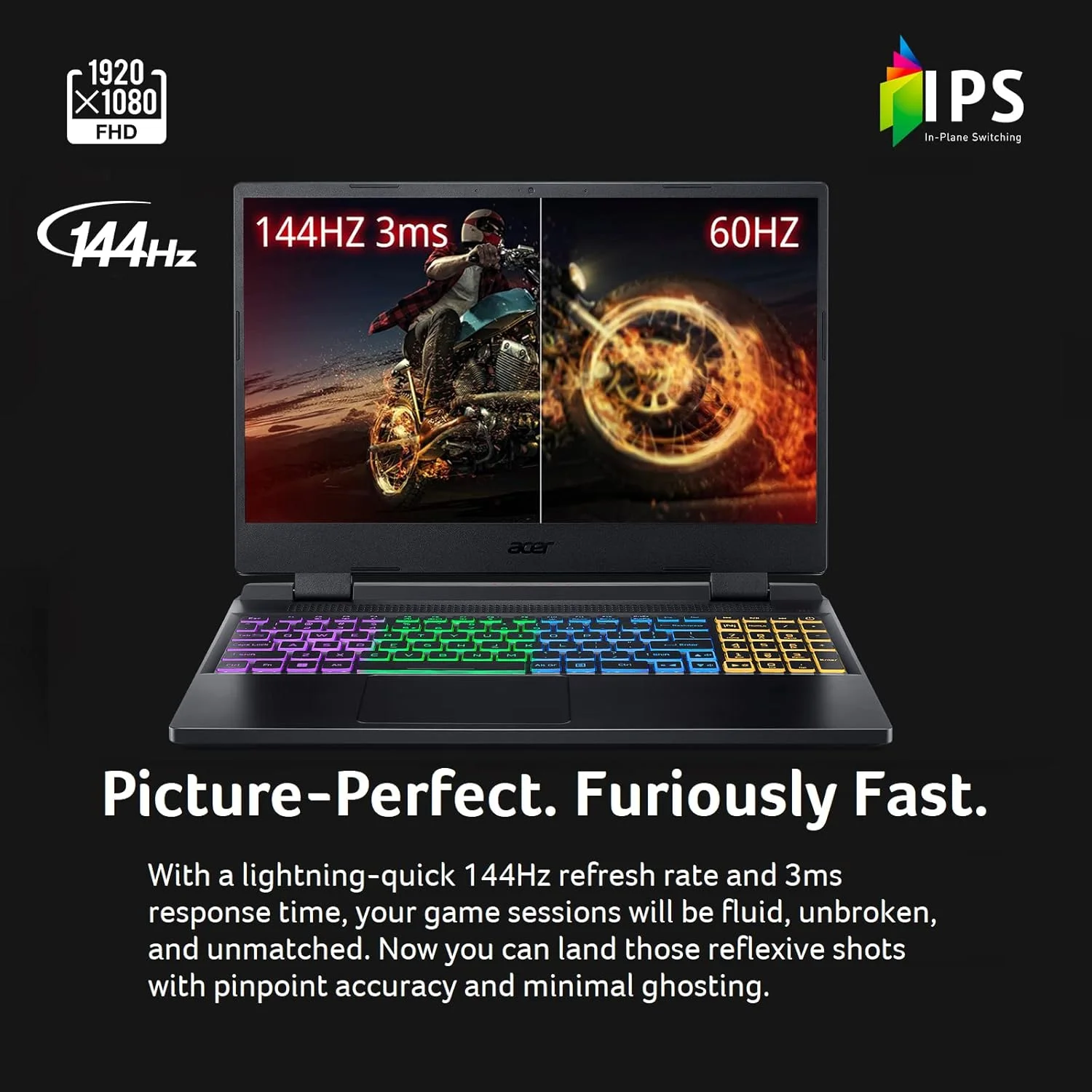 لپ تاپ گیمینگ Acer Nitro 5 AN515-58-725A | پردازنده Intel Core i7-12700H | کارت گرافیک NVIDIA GeForce RTX 3060 | نمایشگر 15.6 اینچی FHD 144Hz 3ms IPS | رم 16 گیگابایتی DDR4 | حافظه SSD 512 گیگابایتی Gen 4 | Killer Wi-Fi 6 | کیبورد RGB