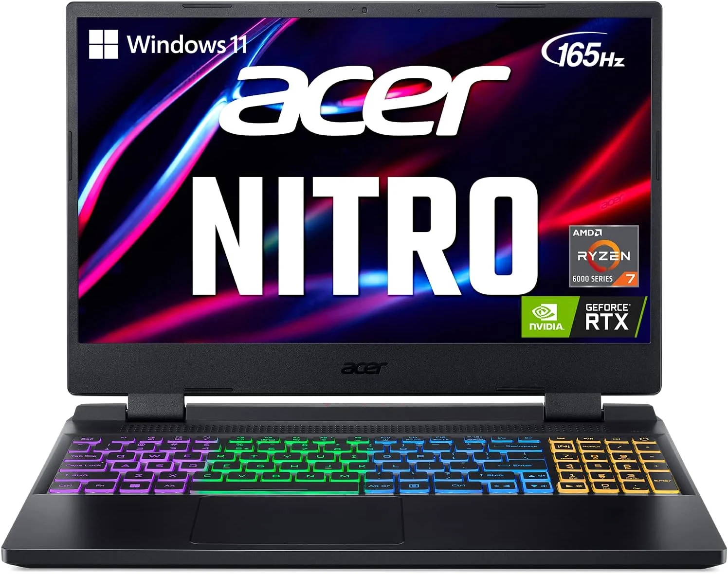 لپ تاپ گیمینگ Acer Nitro 5 AN515-46-R0EQ | پردازنده AMD Ryzen 7 6800H هشت هسته ای | کارت گرافیک NVIDIA GeForce RTX 3070 Ti | صفحه نمایش 15.6 اینچی QHD FreeSync 165Hz IPS | 32 گیگابایت DDR5 | 1 ترابایت SSD Gen 4 | Wi-Fi 6E | نور پس زمینه RGB
