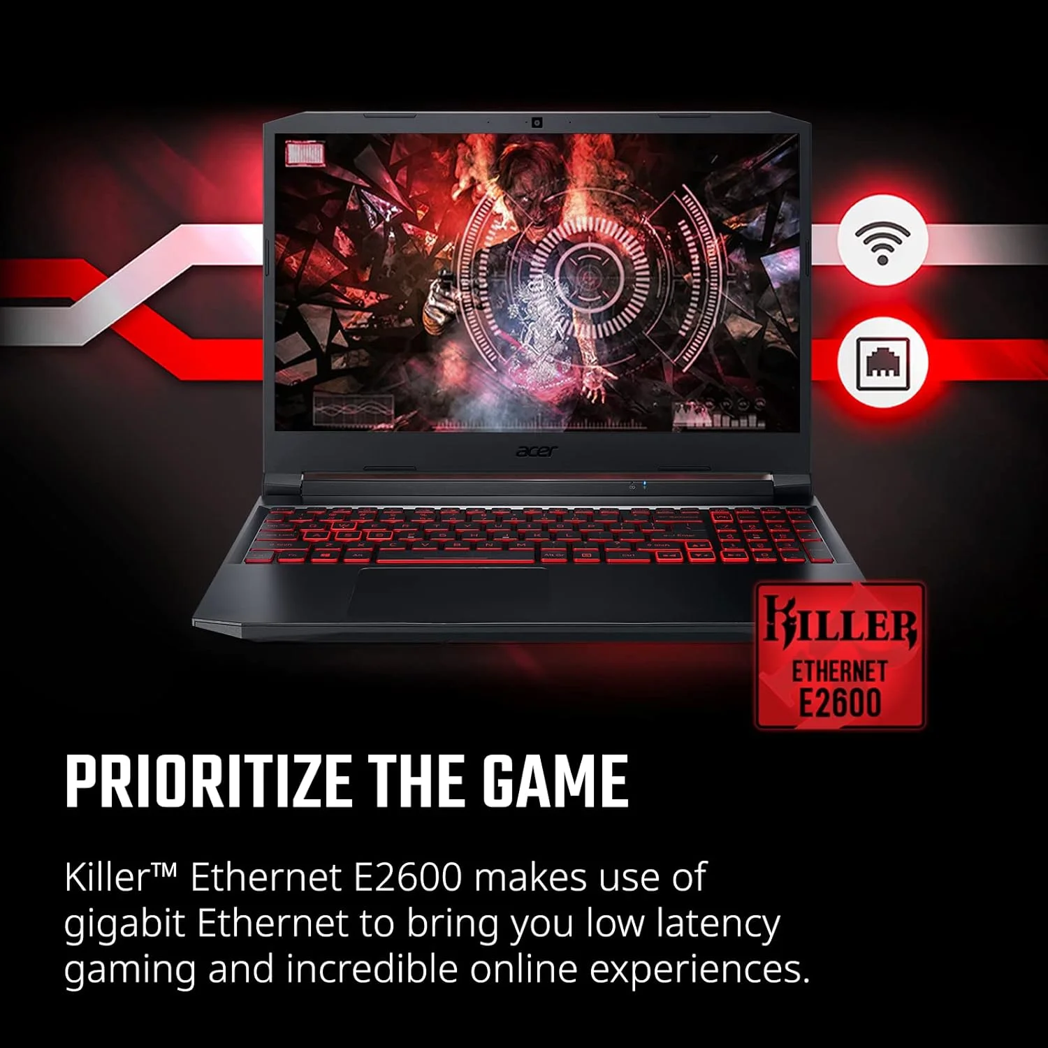 لپ تاپ گیمینگ Acer Nitro 5 AN515-57-79TD | پردازنده Intel Core i7-11800H | کارت گرافیک NVIDIA GeForce RTX 3050 Ti | صفحه نمایش 15.6 اینچی FHD 144Hz IPS | رم 8 گیگابایتی DDR4 | حافظه SSD NVMe 512 گیگابایتی | Killer Wi-Fi 6 | کیبورد با نور پس زمینه