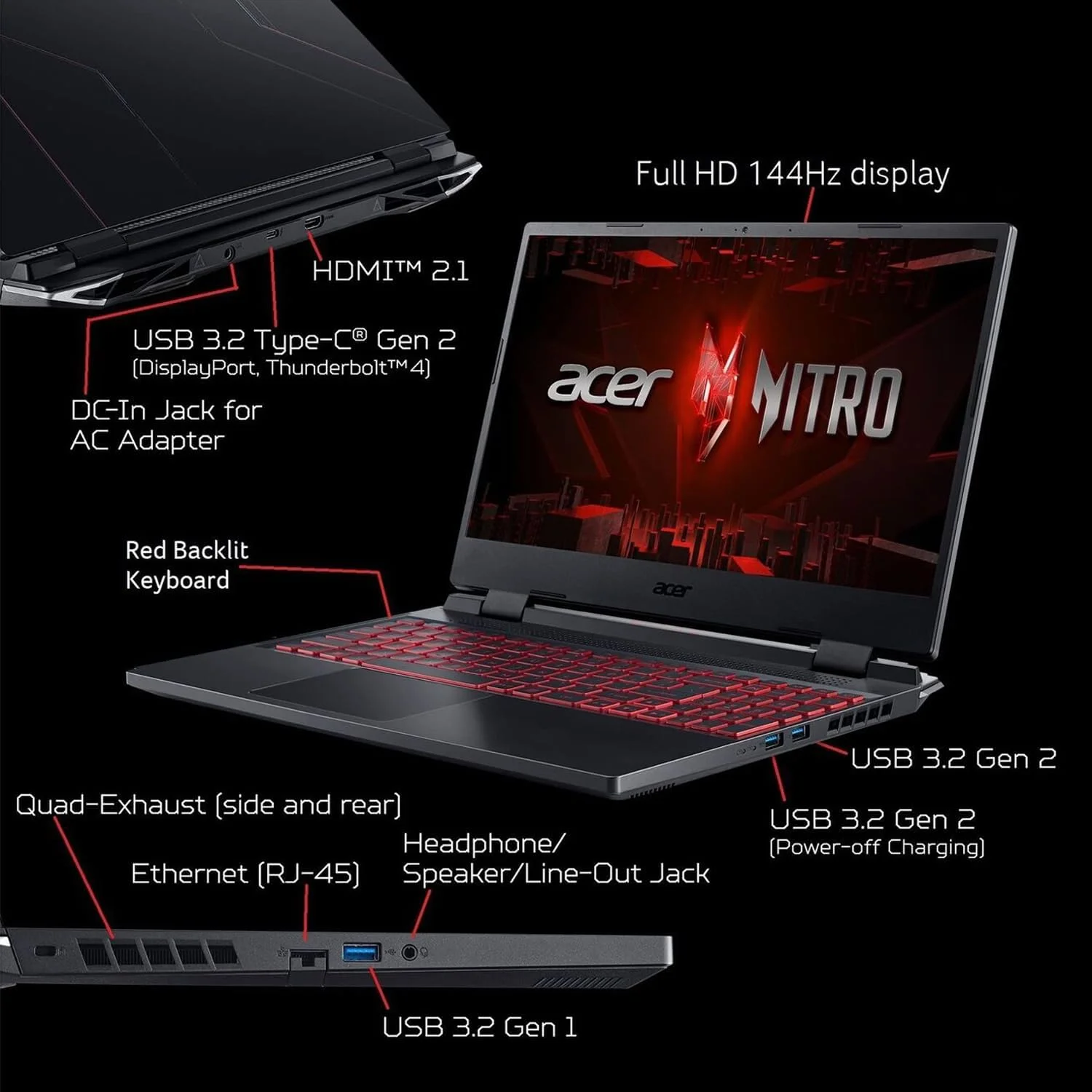 لپ تاپ گیمینگ ایسر Nitro 5، صفحه نمایش 15.6 اینچی FHD IPS 144 هرتز، نسل دوازدهم اینتل 12 هسته ای i5-12500H، GeForce RTX 3050، رم 64 گیگابایتی، SSD PCIe 2 ترابایتی، Thunderbolt 4، صفحه کلید با نور پس زمینه، WiFi6، کابل HDMI PDG، ویندوز 11 پرو لپ تاپ گیمینگ ایسر Nitro 5، صفحه نمایش 15.6 اینچی FHD IPS 144 هرتز، نسل دوازدهم اینتل 12 هسته ای i5-12500H، GeForce RTX 3050، رم 64 گیگابایتی، SSD PCIe 2 ترابایتی، Thunderbolt 4، صفحه کلید با نور پس زمینه، WiFi6، کابل HDMI PDG، ویندوز 11 پرو