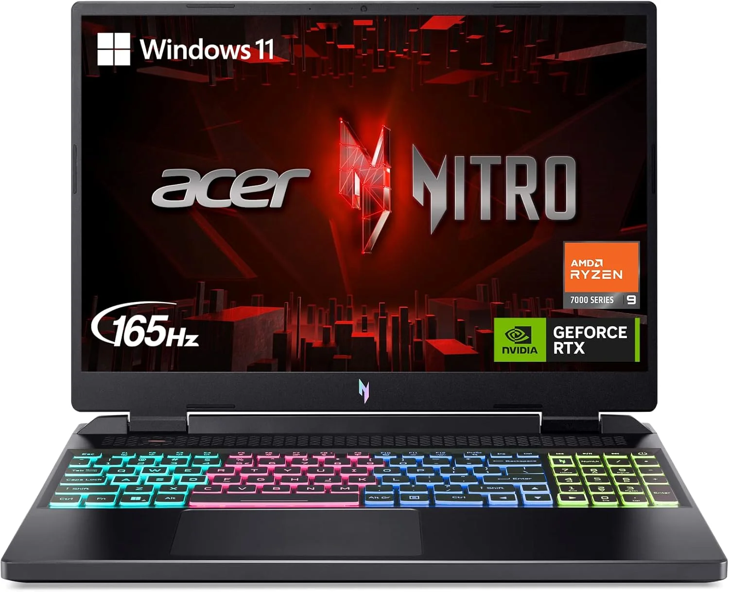 لپ تاپ گیمینگ Acer Nitro 16 | پردازنده مرکزی AMD Ryzen 9 7940HS هشت هسته ای | پردازنده گرافیکی لپ تاپ NVIDIA GeForce RTX 4070 | صفحه نمایش 16 اینچی WQXGA 165Hz IPS | 16 گیگابایت DDR5 | 1 ترابایت SSD Gen 4 | Wi-Fi 6E | صفحه کلید با نور پس زمینه RGB | AN16-41-R5KC