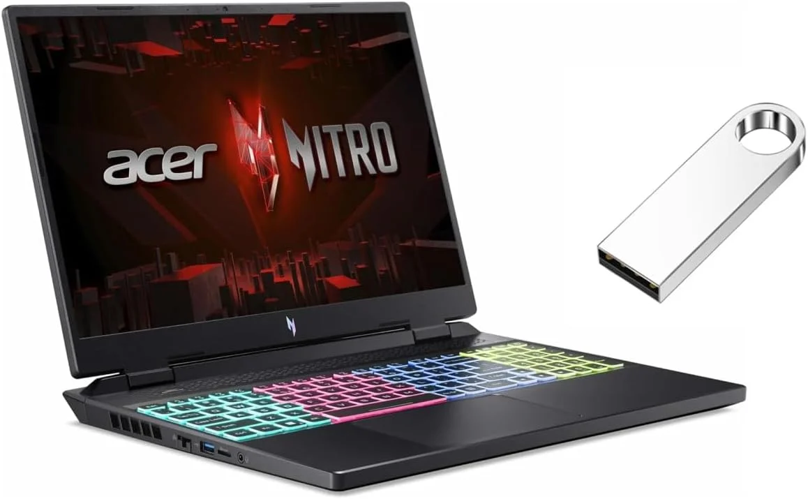 لپ تاپ گیمینگ 16 اینچی Acer Nitro با رزولوشن WUXGA و نرخ نوسازی 165 هرتز | پردازنده Intel Core i7-13620H | کارت گرافیک GeForce RTX 4050 | کیبورد با نور پس زمینه | 16 گیگابایت رم DDR5 | 1024 گیگابایت SSD | ویندوز 11 هوم | همراه با فلش مموری 64 گیگابایتی USB
