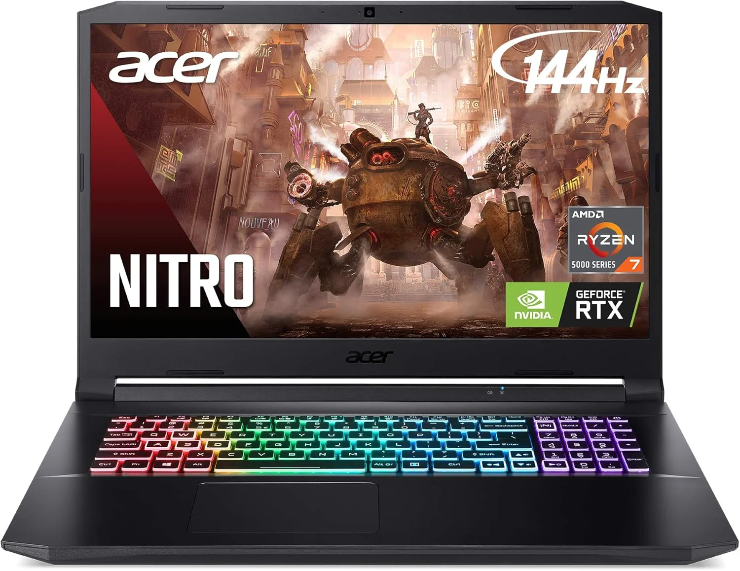 لپ تاپ گیمینگ Acer Nitro 5 AN517-41-R0RZ، پردازنده AMD Ryzen 7 5800H (8 هسته ای) | کارت گرافیک NVIDIA GeForce RTX 3060 | صفحه نمایش 17.3 اینچی FHD 144Hz IPS | 16 گیگابایت DDR4 | 1 ترابایت NVMe SSD | WiFi 6 | کیبورد با نور پس زمینه RGB