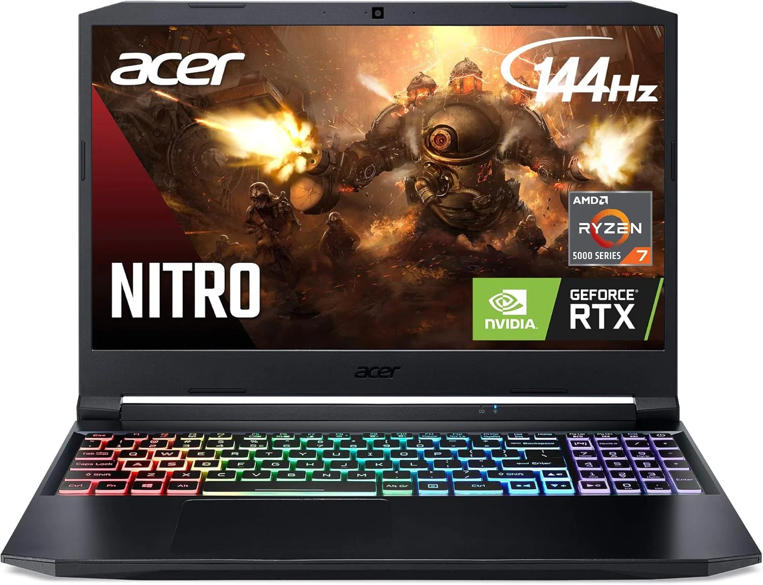 لپ تاپ گیمینگ Acer Nitro 5 AN515-45-R92M، پردازنده AMD Ryzen 7 5800H (8 هسته ای) | کارت گرافیک NVIDIA GeForce RTX 3060 | صفحه نمایش 15.6 اینچی FHD 144Hz IPS | 16 گیگابایت DDR4 | 512 گیگابایت NVMe SSD | WiFi 6 | کیبورد با نور پس زمینه RGB