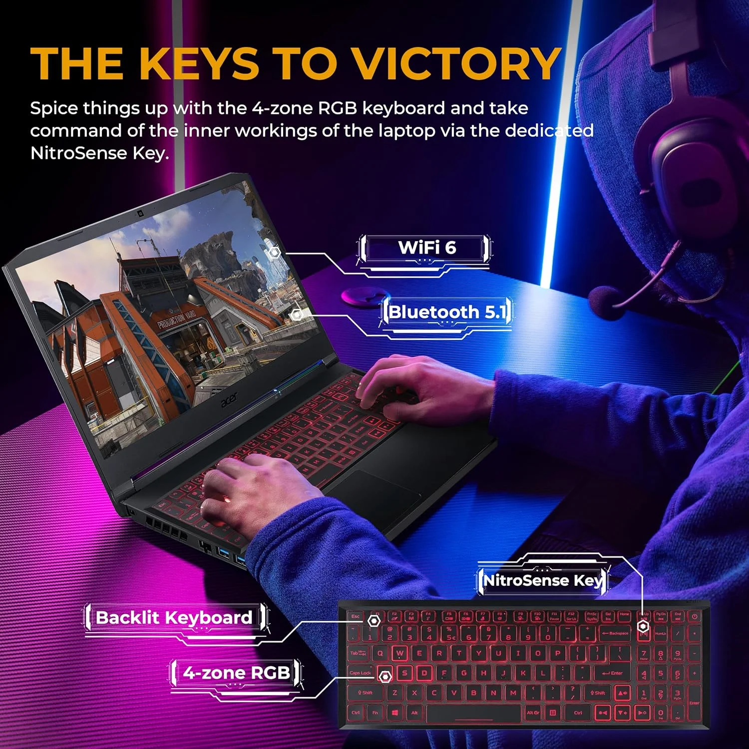 لپ تاپ گیمینگ Acer Nitro 5 با صفحه نمایش 15.6 اینچی FHD 144Hz، رم 32 گیگابایت، SSD NVMe 1 ترابایت، پردازنده AMD Ryzen 7 5600H، کارت گرافیک NVIDIA GeForce GTX 1650، کیبورد با نور پس زمینه، WiFi 6، مشکی، ویندوز 11، به همراه داک استیشن 128 گیگابایتی لپ تاپ گیمینگ Acer Nitro 5 با صفحه نمایش 15.6 اینچی FHD 144Hz، رم 32 گیگابایت، SSD NVMe 1 ترابایت، پردازنده AMD Ryzen 7 5600H، کارت گرافیک NVIDIA GeForce GTX 1650، کیبورد با نور پس زمینه، WiFi 6، مشکی، ویندوز 11، به همراه داک استیشن 128 گیگابایتی