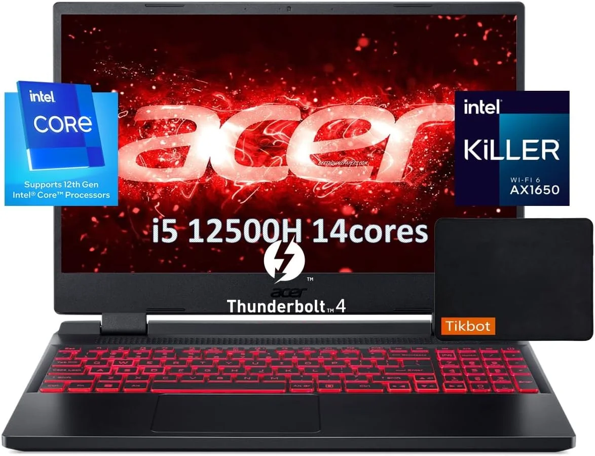 ایسر Nitro 5 جدید 2022 - 15.6 اینچ 144 هرتز IPS - اینتل Core i5 نسل 12 مدل 12500H - NVIDIA GeForce RTX 3050 - Thunderbolt 4 - Killer Wi-Fi 6 - ویندوز 11 - لپ تاپ گیمینگ به همراه پد ماوس (8 گیگابایت رم | 512 گیگابایت PCIe SSD)