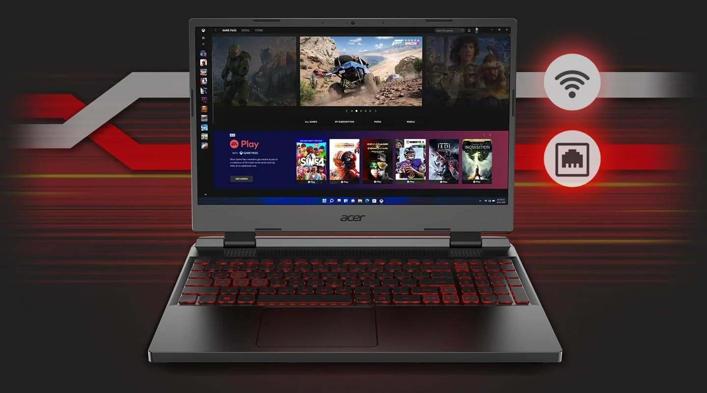 لپ تاپ گیمینگ ایسر Nitro 5 AN517-42 | AMD Ryzen 7 6800H | GeForce RTX 3070 | صفحه نمایش 17.3 اینچی FHD (1920 x 1080) 16:9 144 هرتز | 16 گیگابایت رم DDR5 | 1 ترابایت SSD | ویندوز 11 | کیبورد با نور پس زمینه RGB | مشکی | TWE لپ تاپ گیمینگ ایسر Nitro 5 AN517-42 | AMD Ryzen 7 6800H | GeForce RTX 3070 | صفحه نمایش 17.3 اینچی FHD (1920 x 1080) 16:9 144 هرتز | 16 گیگابایت رم DDR5 | 1 ترابایت SSD | ویندوز 11 | کیبورد با نور پس زمینه RGB | مشکی | TWE