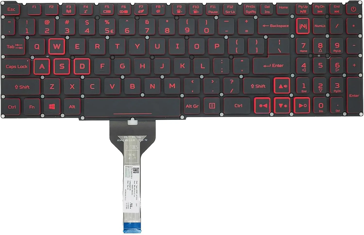 کیبورد جایگزین WWGTMC برای لپ تاپ های Acer Nitro 5 AN515-55 AN515-56 AN515-57 AN515-58 AN515-45, AN517-52 AN517-53 AN517-57 AN517-41 AN517-45, Predator Helios 300 PH315-54 PH315-55 PH317-51
