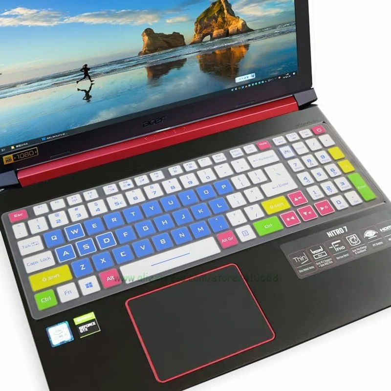 AE-COMP - محافظ صفحه کلید سیلیکونی لپ تاپ 17.3 اینچی مناسب برای ACER Nitro 5 AN517-52 AN517-51 AN517-41 AN517 (آبی نباتی)
