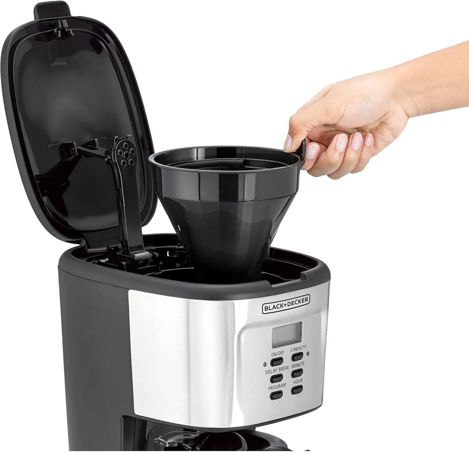 قهوه ساز 12 فنجانی BLACK+DECKER، دستگاه قهوه ساز چکه ای برنامه ریزی شده 900 واتی، کارافه شیشه ای 1.5 لیتری، تایمر 24 ساعته، عملکرد گرم نگهدارنده، صفحه نمایش LCD، خاموش شدن خودکار، محافظت در برابر جوشیدن خشک، مشکی - DCM85-B5 قهوه ساز 12 فنجانی BLACK+DECKER، دستگاه قهوه ساز چکه ای برنامه ریزی شده 900 واتی، کارافه شیشه ای 1.5 لیتری، تایمر 24 ساعته، عملکرد گرم نگهدارنده، صفحه نمایش LCD، خاموش شدن خودکار، محافظت در برابر جوشیدن خشک، مشکی - DCM85-B5