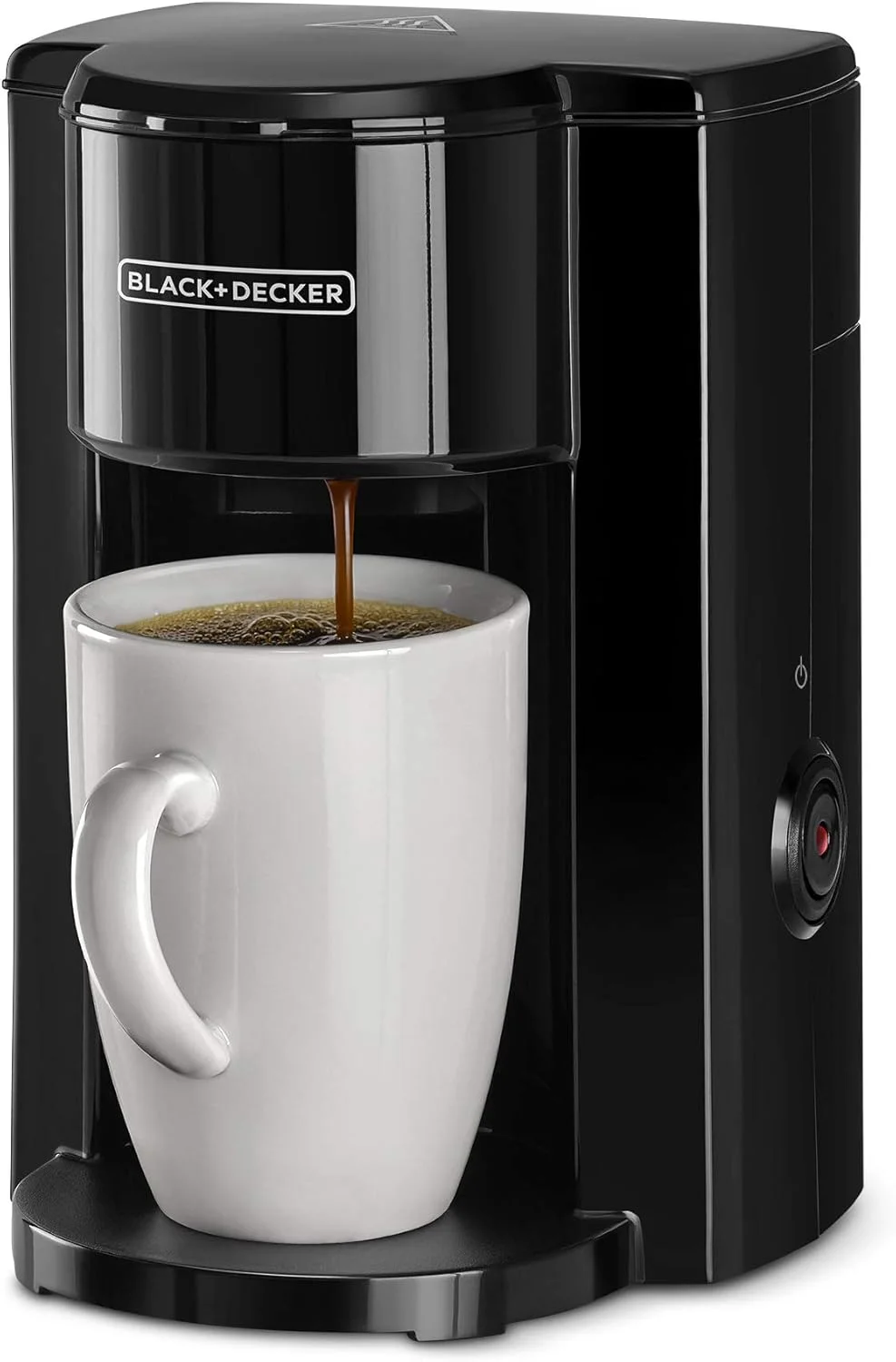 قهوه ساز BLACK+DECKER، 350 وات، مخزن آب 125 میلی لیتر، دستگاه قهوه ساز تک فنجانی جمع و جور با لیوان سرامیکی، خاموش شدن خودکار، فیلتر نایلونی بادوام، کنترل تک دکمه ای، برای اسپرسو قطره ای، مشکی - DCM25N-B5