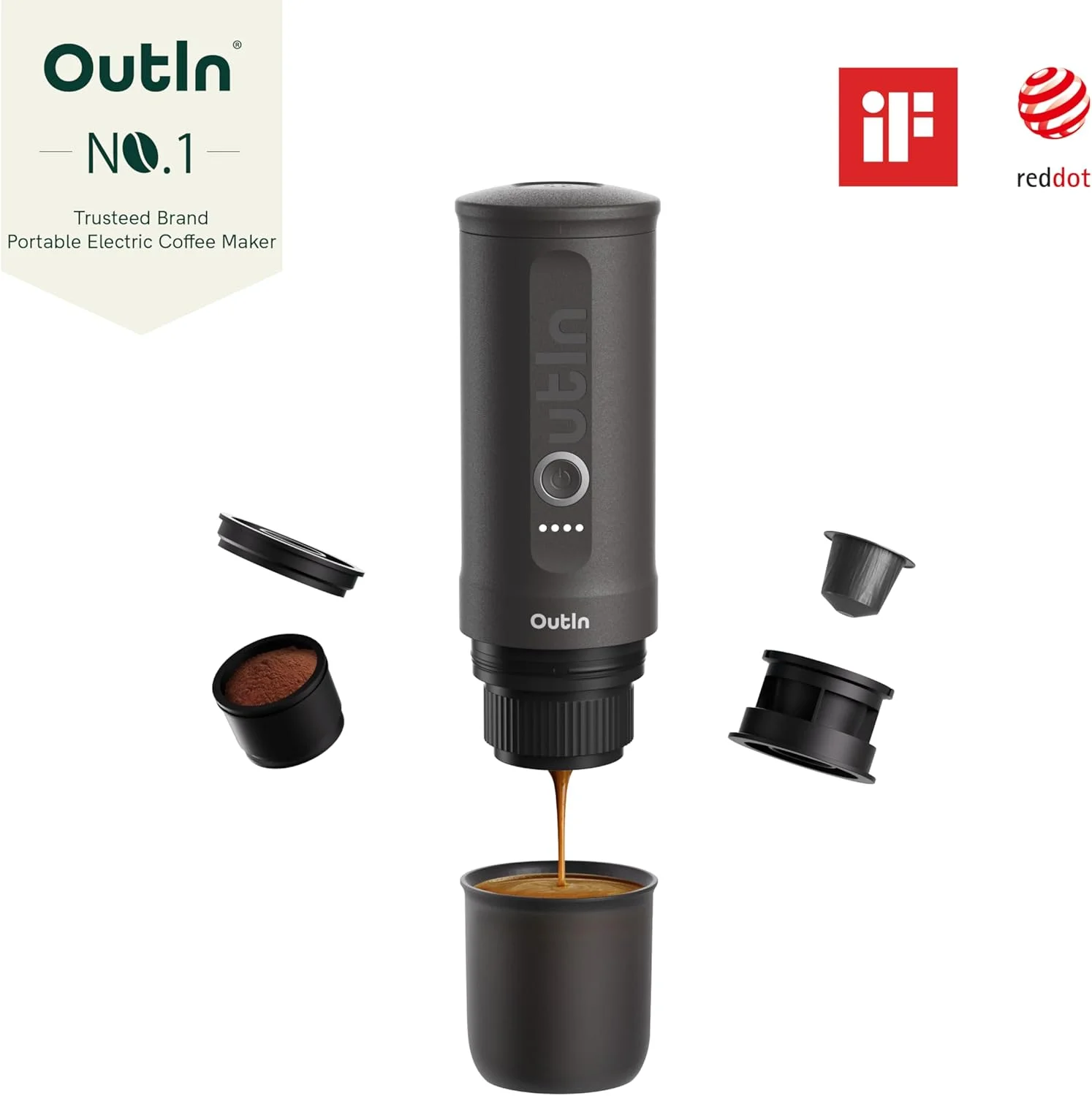 دستگاه اسپرسوساز برقی قابل حمل Outin Nano با گرمایش خودکار 3-4 دقیقه ای، مینی کوچک 12 ولت 24 ولت با فشار 20 بار، سازگار با کپسول NS و قهوه آسیاب شده، خاکستری فضایی دستگاه اسپرسوساز برقی قابل حمل Outin Nano با گرمایش خودکار 3-4 دقیقه ای، مینی کوچک 12 ولت 24 ولت با فشار 20 بار، سازگار با کپسول NS و قهوه آسیاب شده، خاکستری فضایی