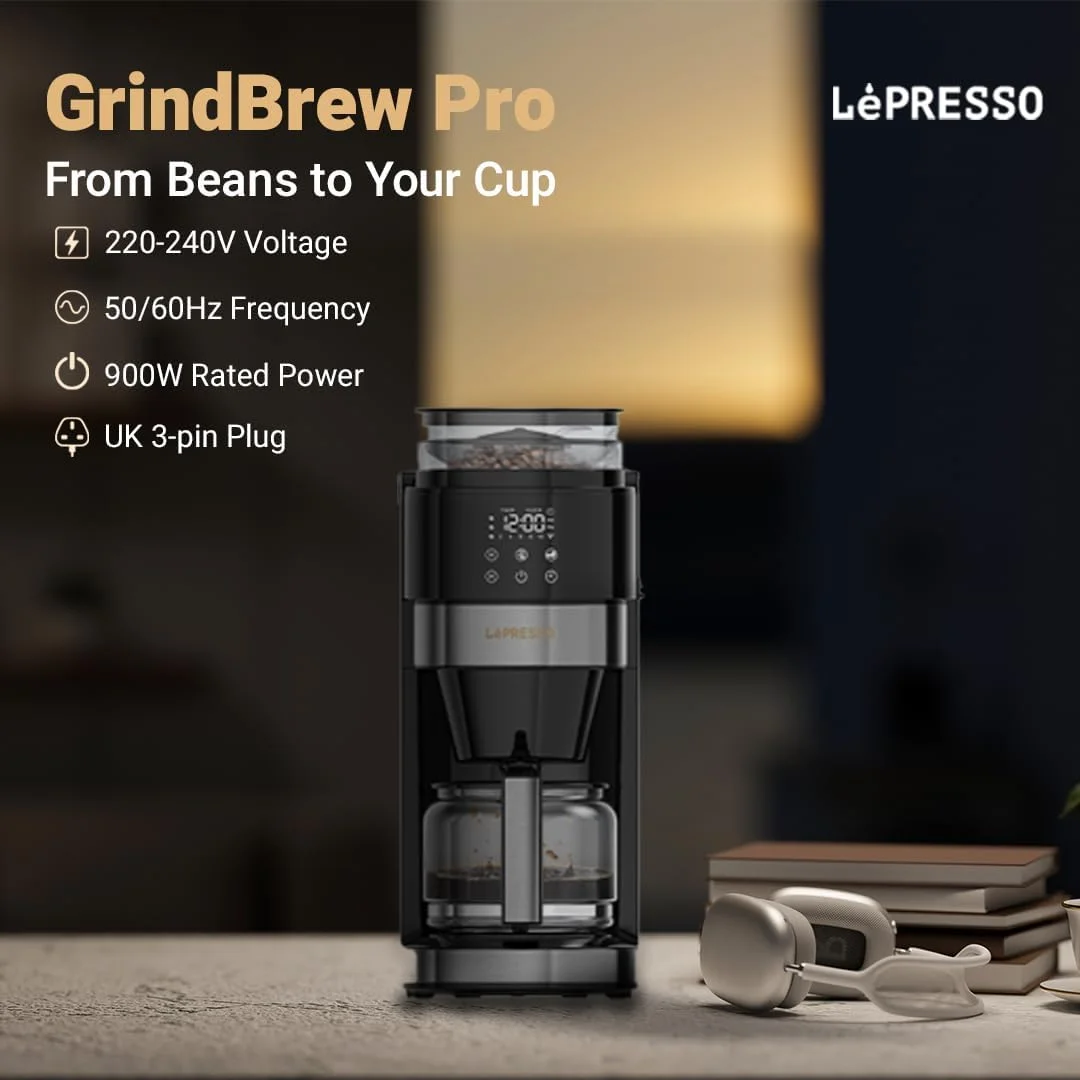 دستگاه قهوه ساز LePresso GrindBrew Pro، قهوه ساز قطره ای با آسیاب مخروطی داخلی، کارافه شیشه ای، مخزن آب 1.35 لیتری، پنل کنترل دیجیتال، عملکرد گرم نگه داشتن، قدرت قابل تنظیم - مشکی دستگاه قهوه ساز LePresso GrindBrew Pro، قهوه ساز قطره ای با آسیاب مخروطی داخلی، کارافه شیشه ای، مخزن آب 1.35 لیتری، پنل کنترل دیجیتال، عملکرد گرم نگه داشتن، قدرت قابل تنظیم - مشکی