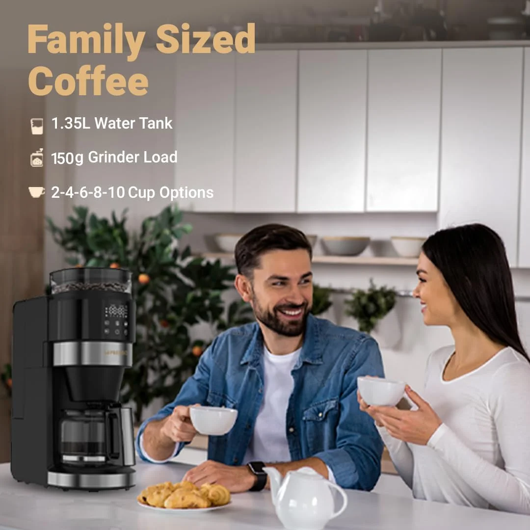 دستگاه قهوه ساز LePresso GrindBrew Pro، قهوه ساز قطره ای با آسیاب مخروطی داخلی، کارافه شیشه ای، مخزن آب 1.35 لیتری، پنل کنترل دیجیتال، عملکرد گرم نگه داشتن، قدرت قابل تنظیم - مشکی دستگاه قهوه ساز LePresso GrindBrew Pro، قهوه ساز قطره ای با آسیاب مخروطی داخلی، کارافه شیشه ای، مخزن آب 1.35 لیتری، پنل کنترل دیجیتال، عملکرد گرم نگه داشتن، قدرت قابل تنظیم - مشکی