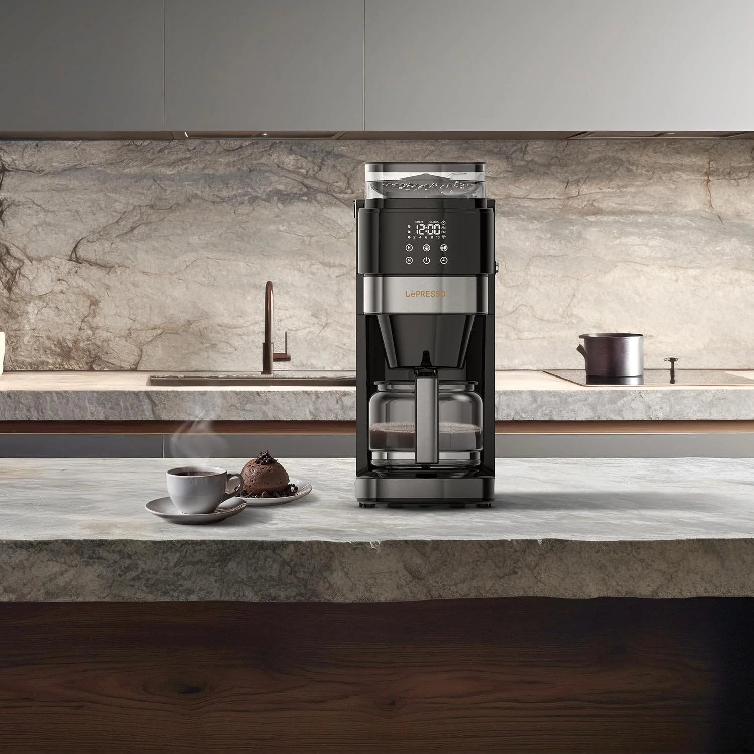 دستگاه قهوه ساز LePresso GrindBrew Pro، قهوه ساز قطره ای با آسیاب مخروطی داخلی، کارافه شیشه ای، مخزن آب 1.35 لیتری، پنل کنترل دیجیتال، عملکرد گرم نگه داشتن، قدرت قابل تنظیم - مشکی دستگاه قهوه ساز LePresso GrindBrew Pro، قهوه ساز قطره ای با آسیاب مخروطی داخلی، کارافه شیشه ای، مخزن آب 1.35 لیتری، پنل کنترل دیجیتال، عملکرد گرم نگه داشتن، قدرت قابل تنظیم - مشکی