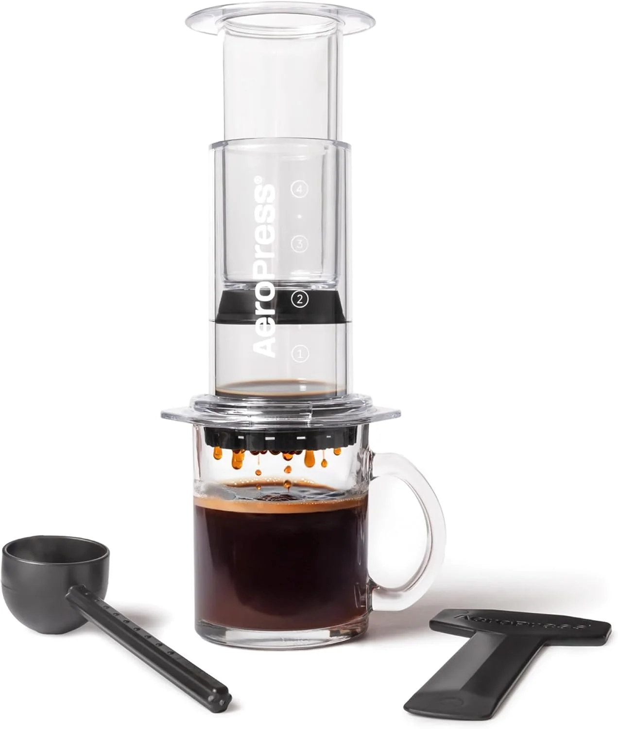 دستگاه قهوه ساز AeroPress Clear – روش دم آوری 3 در 1 ترکیبی از فرنچ پرس، پوراور و اسپرسو - قهوه ای کامل با طعم قوی بدون ذرات و تلخی - دستگاه قهوه ساز کوچک و قابل حمل برای کمپینگ و مسافرت