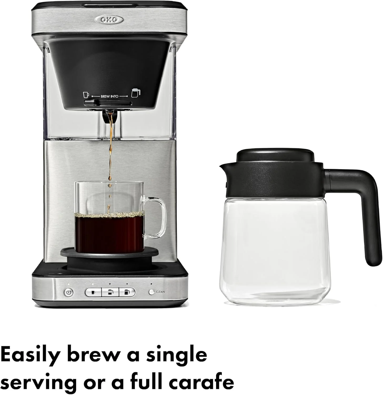 دستگاه قهوه ساز 8 فنجانی OXO Brew با عملکرد تک نفره بدون پد و قوری شیشه ای - دارای گواهی SCA