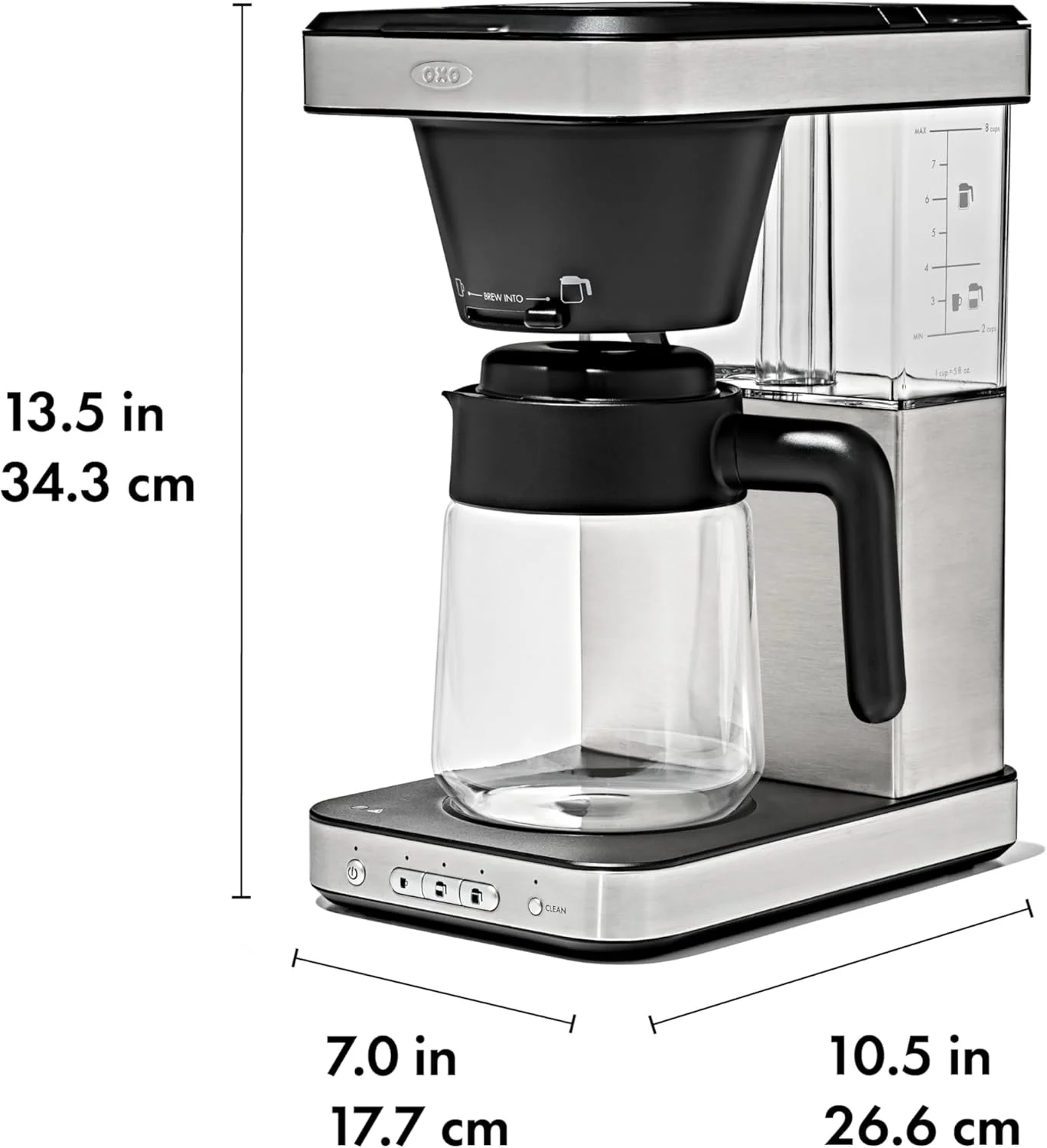 دستگاه قهوه ساز 8 فنجانی OXO Brew با عملکرد تک نفره بدون پد و قوری شیشه ای - دارای گواهی SCA