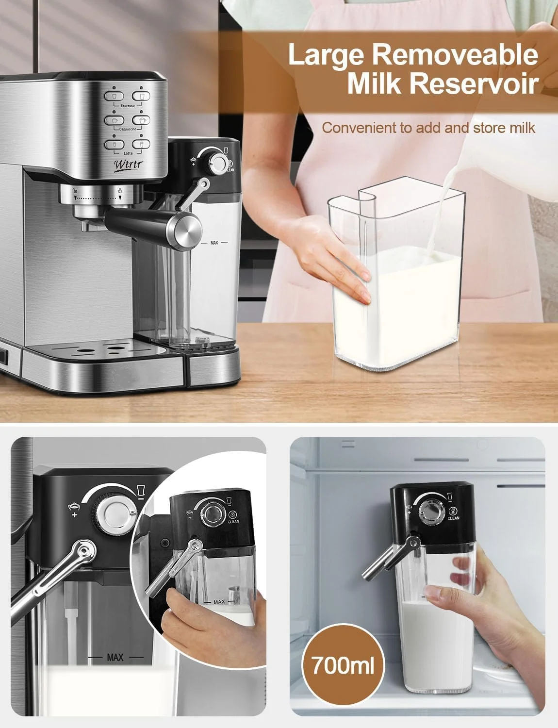 دستگاه قهوه ساز Wtrtr One-Touch CoffeeHouse، اسپرسو، کاپوچینو و لاته ساز، کف ساز شیر اتوماتیک (1 سال گارانتی)، 5180 دستگاه قهوه ساز Wtrtr One-Touch CoffeeHouse، اسپرسو، کاپوچینو و لاته ساز، کف ساز شیر اتوماتیک (1 سال گارانتی)، 5180