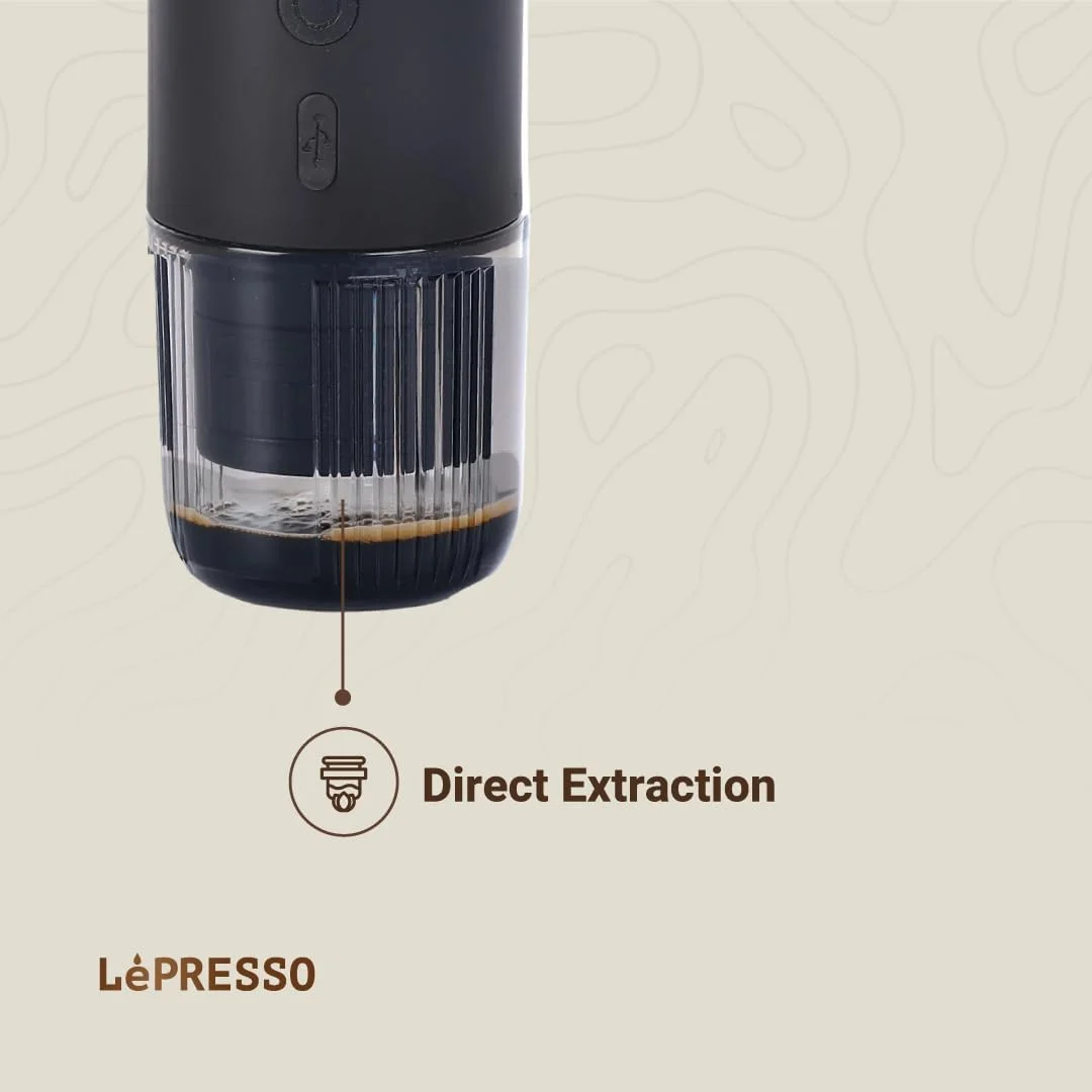 دستگاه اسپرسوساز قابل حمل LePresso با دماسنج حرارتی، خودگرم شونده با USB C، مناسب سفر و کمپینگ، 80 میلی لیتر، فشار استخراج 15 بار، توان 135 وات، سازگار با کپسول های اصلی NS دستگاه اسپرسوساز قابل حمل LePresso با دماسنج حرارتی، خودگرم شونده با USB C، مناسب سفر و کمپینگ، 80 میلی لیتر، فشار استخراج 15 بار، توان 135 وات، سازگار با کپسول های اصلی NS