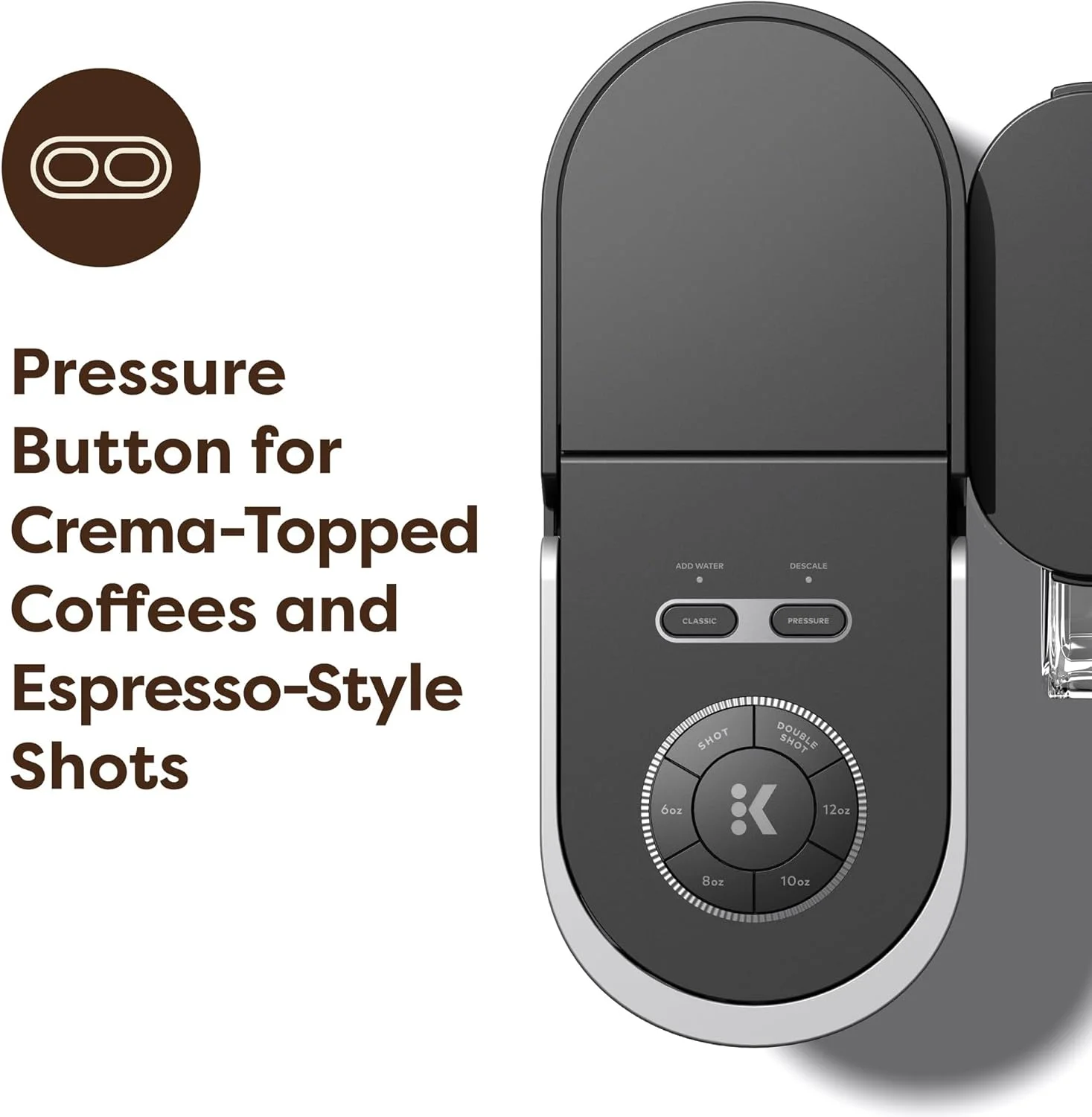 قهوه ساز تک نفره کپسولی Keurig K-Crema، فناوری PressureInfusion و MultiStream، تهیه قهوه با خامه، شات های اسپرسو، قهوه کلاسیک، چای، کاکائو، مخزن قابل جابجایی 72 اونسی قهوه ساز تک نفره کپسولی Keurig K-Crema، فناوری PressureInfusion و MultiStream، تهیه قهوه با خامه، شات های اسپرسو، قهوه کلاسیک، چای، کاکائو، مخزن قابل جابجایی 72 اونسی