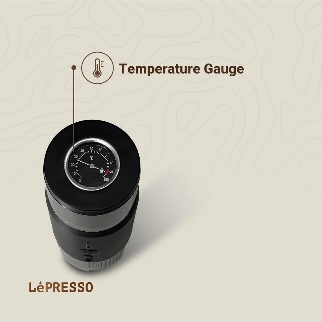 دستگاه اسپرسوساز قابل حمل LePresso با دماسنج حرارتی، خودگرم شونده با USB C، مناسب سفر و کمپینگ، 80 میلی لیتر، فشار استخراج 15 بار، توان 135 وات، سازگار با کپسول های اصلی NS دستگاه اسپرسوساز قابل حمل LePresso با دماسنج حرارتی، خودگرم شونده با USB C، مناسب سفر و کمپینگ، 80 میلی لیتر، فشار استخراج 15 بار، توان 135 وات، سازگار با کپسول های اصلی NS