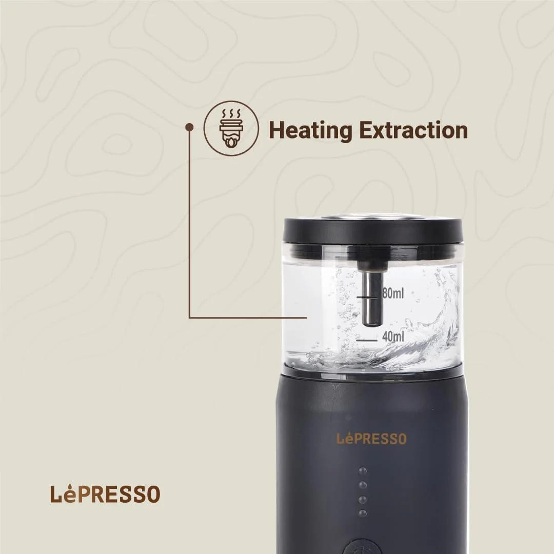 دستگاه اسپرسوساز قابل حمل LePresso با دماسنج حرارتی، خودگرم شونده با USB C، مناسب سفر و کمپینگ، 80 میلی لیتر، فشار استخراج 15 بار، توان 135 وات، سازگار با کپسول های اصلی NS دستگاه اسپرسوساز قابل حمل LePresso با دماسنج حرارتی، خودگرم شونده با USB C، مناسب سفر و کمپینگ، 80 میلی لیتر، فشار استخراج 15 بار، توان 135 وات، سازگار با کپسول های اصلی NS